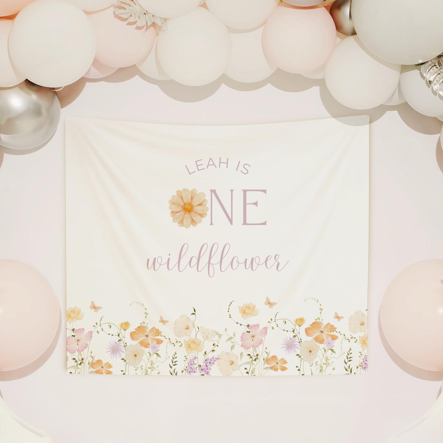 Wildflower First Birthday Personalized Banner 1st Birthday Wildflower Party Decor Photo Backdrop One Wildflower Custom Banner Wild One