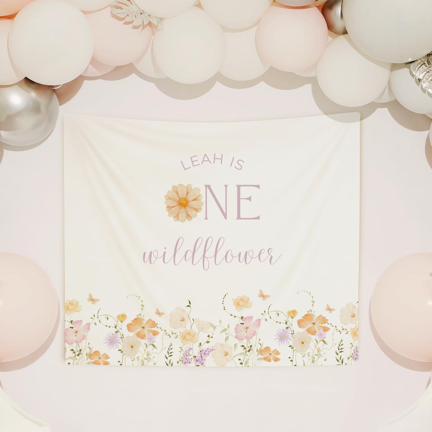 Wildflower First Birthday Personalized Banner 1st Birthday Wildflower Party Decor Photo Backdrop One Wildflower Custom Banner Wild One