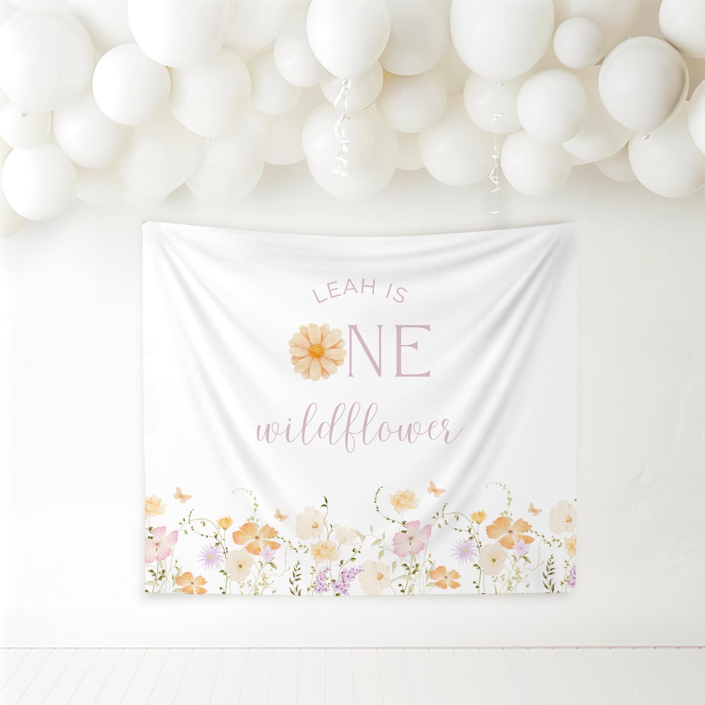 Wildflower First Birthday Personalized Banner 1st Birthday Wildflower Party Decor Photo Backdrop One Wildflower Custom Banner Wild One