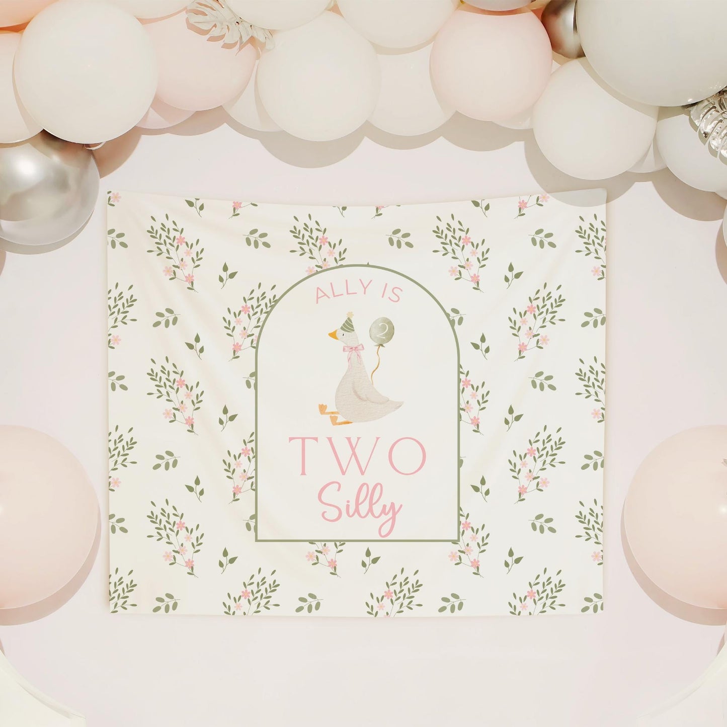 Two Silly Goose Birthday Personalized Banner 2nd Birthday Silly Goose Party Decor Photo Backdrop Goose Custom Banner Second Birthday Ideas