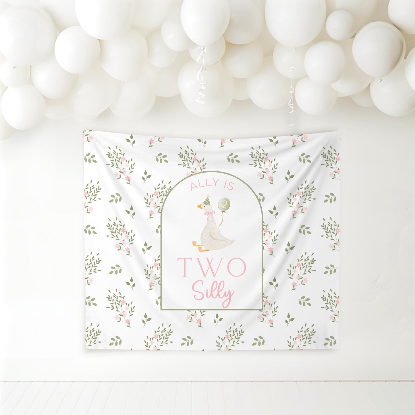 Two Silly Goose Birthday Personalized Banner 2nd Birthday Silly Goose Party Decor Photo Backdrop Goose Custom Banner Second Birthday Ideas
