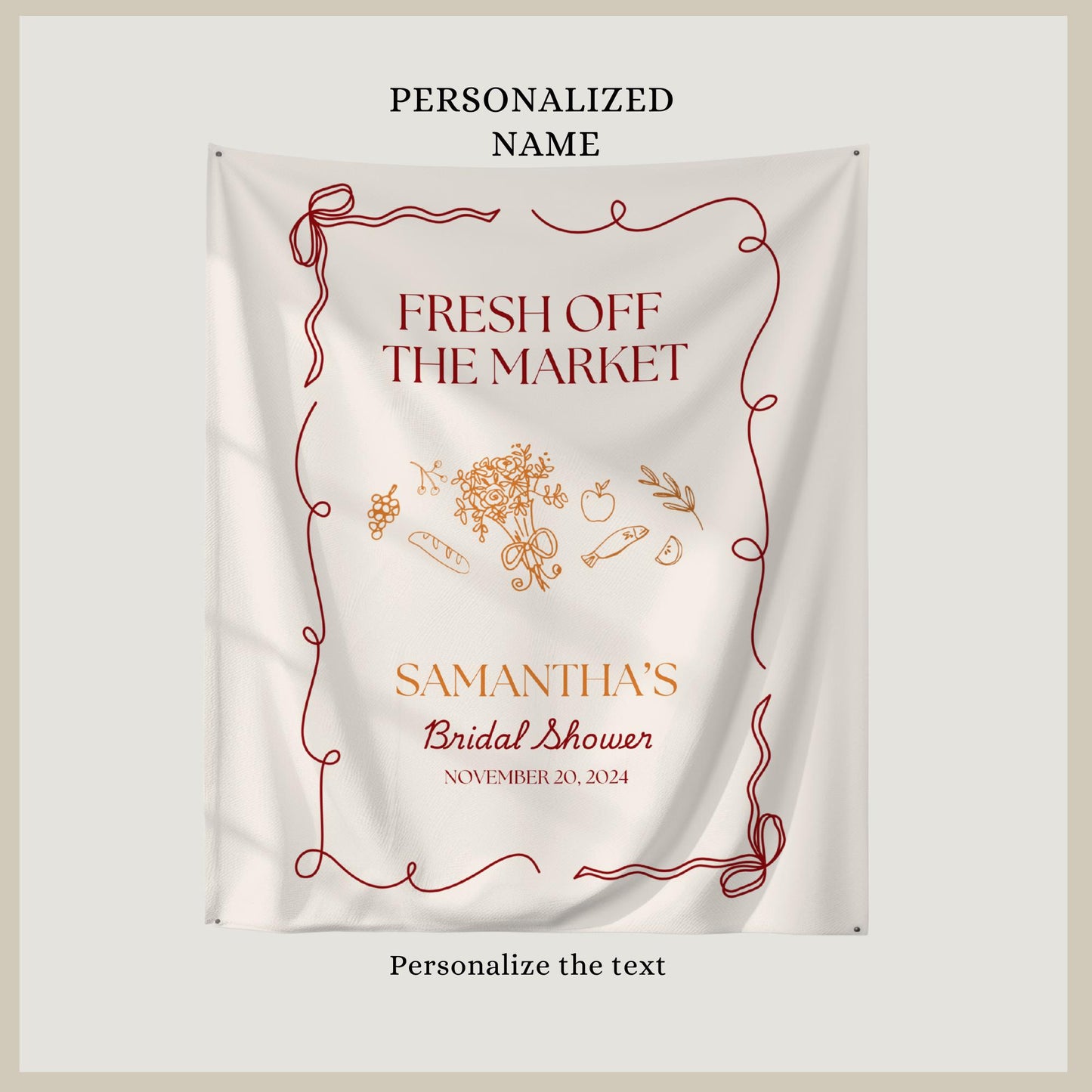 Fresh Off The Market Bridal Shower Personalized Banner Farmer's Market Bridal Shower Backdrop Garden Market Wedding Shower Welcome Sign