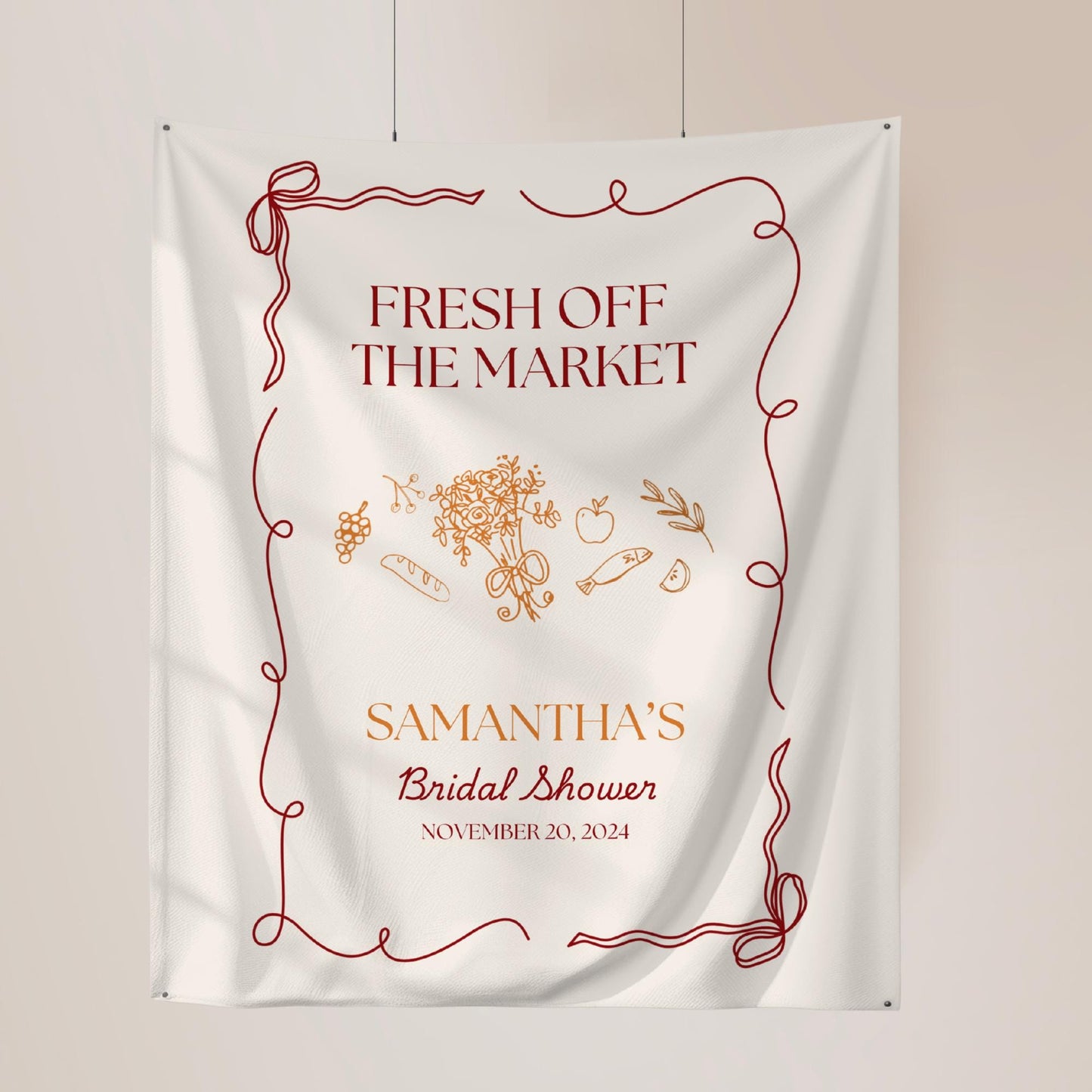 Fresh Off The Market Bridal Shower Personalized Banner Farmer's Market Bridal Shower Backdrop Garden Market Wedding Shower Welcome Sign