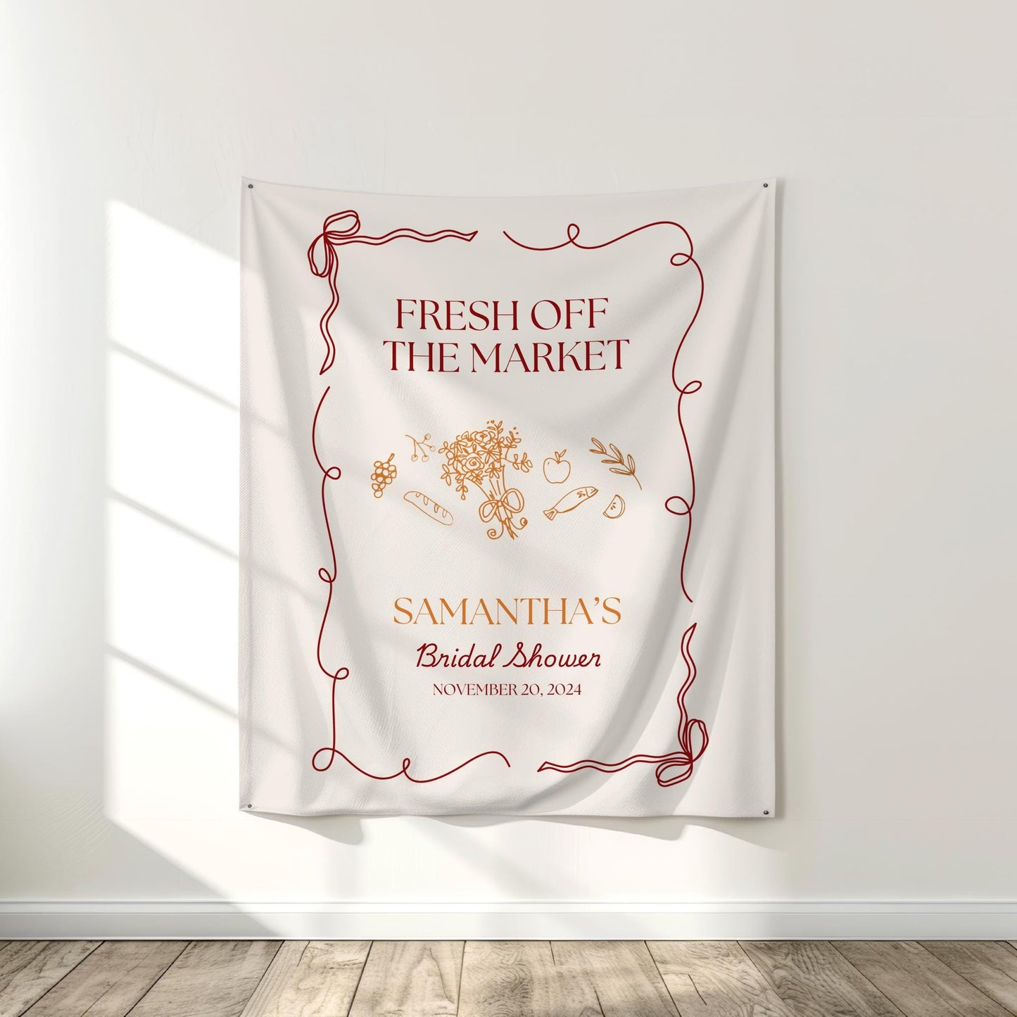 Fresh Off The Market Bridal Shower Personalized Banner Farmer's Market Bridal Shower Backdrop Garden Market Wedding Shower Welcome Sign
