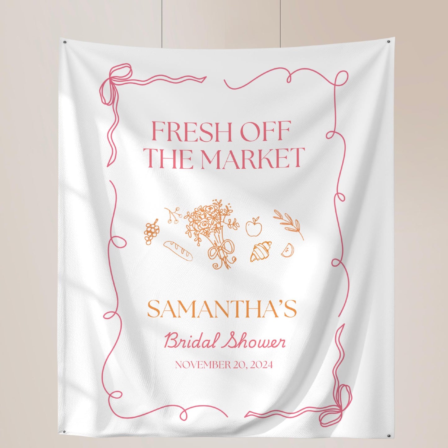 Fresh Off The Market Bridal Shower Personalized Banner Farmer's Market Bridal Shower Backdrop Garden Market Wedding Shower Welcome Sign