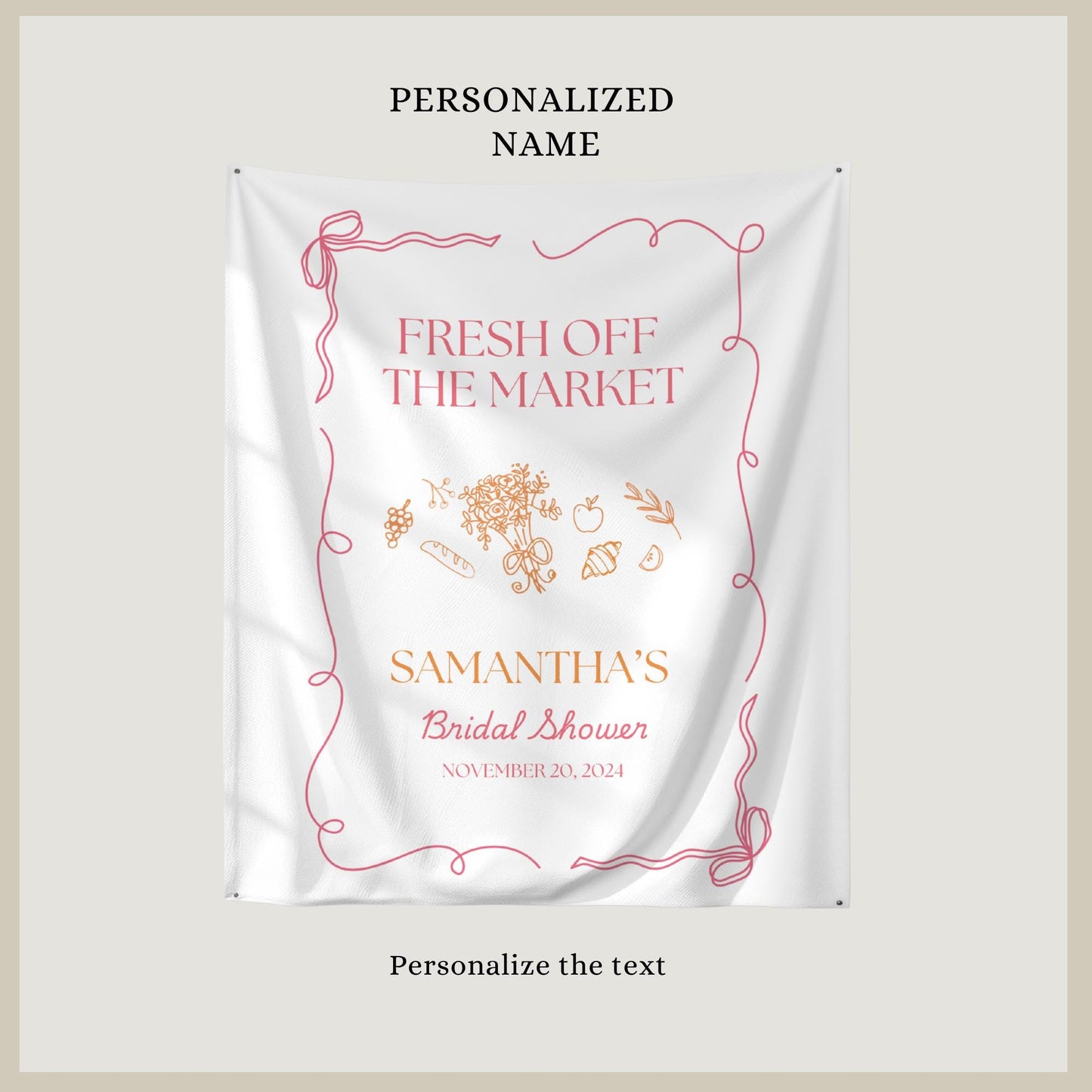 Fresh Off The Market Bridal Shower Personalized Banner Farmer's Market Bridal Shower Backdrop Garden Market Wedding Shower Welcome Sign
