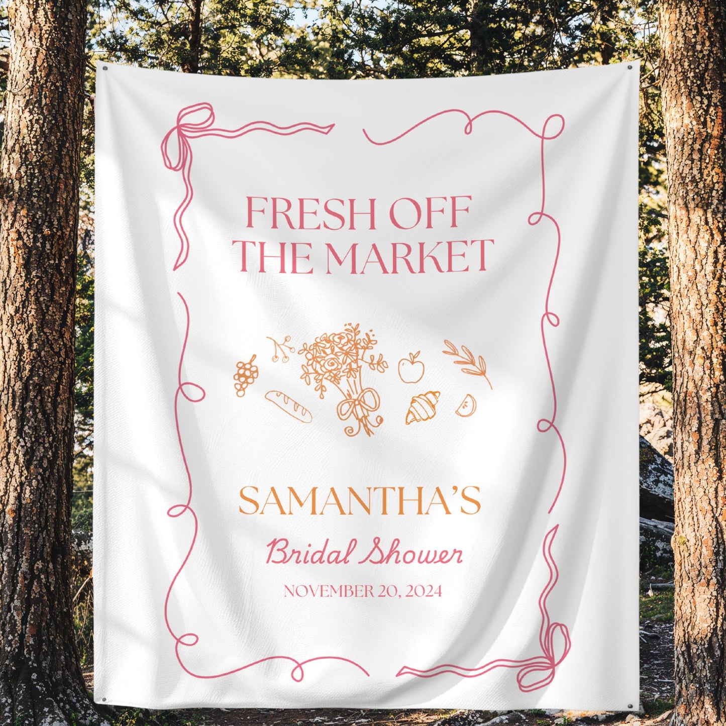 Fresh Off The Market Bridal Shower Personalized Banner Farmer's Market Bridal Shower Backdrop Garden Market Wedding Shower Welcome Sign
