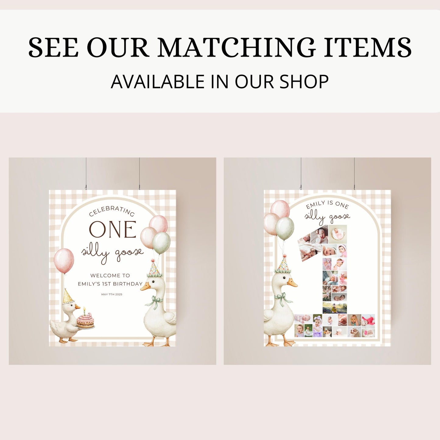 One Silly Goose Birthday Thank you Card 1st Birthday Goose themed First Birthday Favor Tags Editable Template One Lucky Duck party