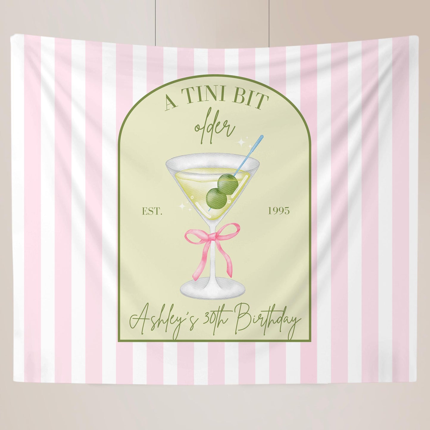 Tini Bit Older Birthday Banner Dirty Martini Party Backdrop Dirty 30 Decorations Dirty Thirty Personalized Party Decor Coquette Martini