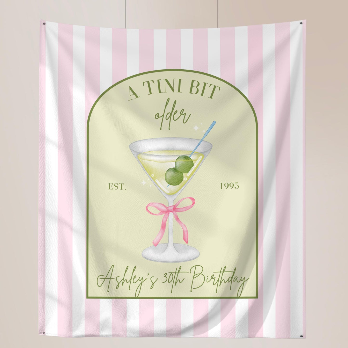 Tini Bit Older Birthday Banner Dirty Martini Party Backdrop Dirty 30 Decorations Dirty Thirty Personalized Party Decor Coquette Martini