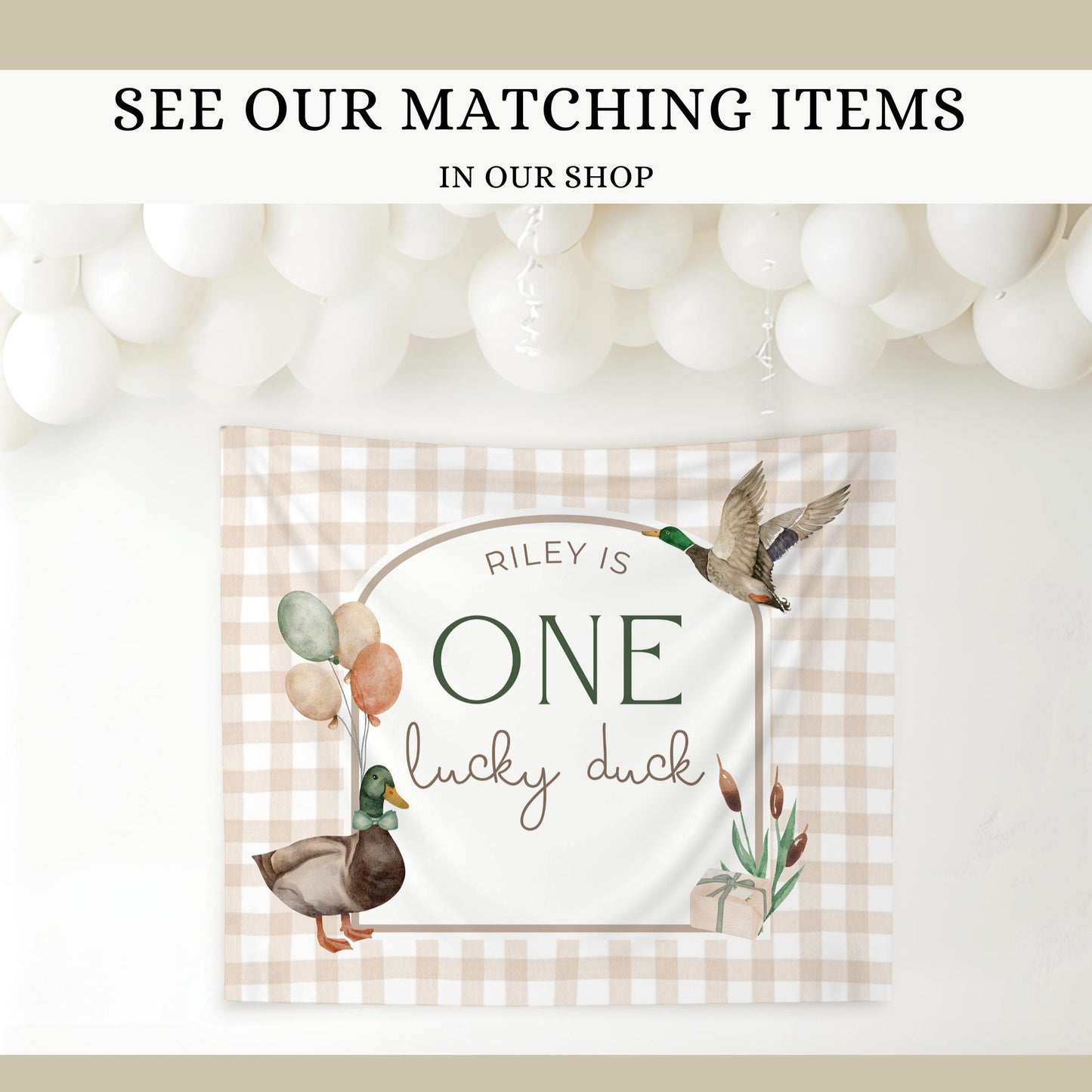 One Lucky Duck Birthday Invite Duck First Birthday Party Decor Mallard Duck 1st Birthday Bundle Duck Theme Party First Hunt Birthday Decor