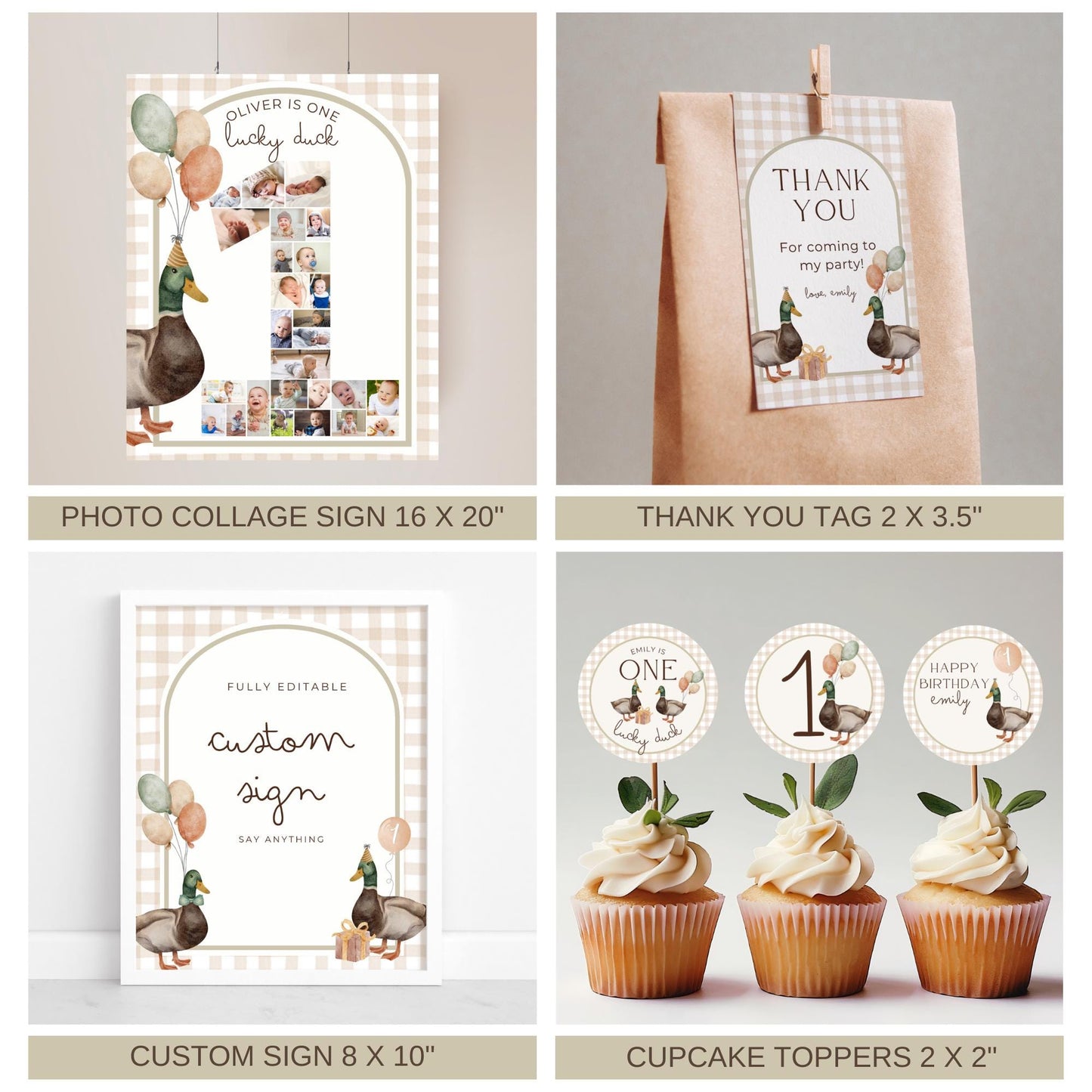 One Lucky Duck Birthday Invite Duck First Birthday Party Decor Mallard Duck 1st Birthday Bundle Duck Theme Party First Hunt Birthday Decor