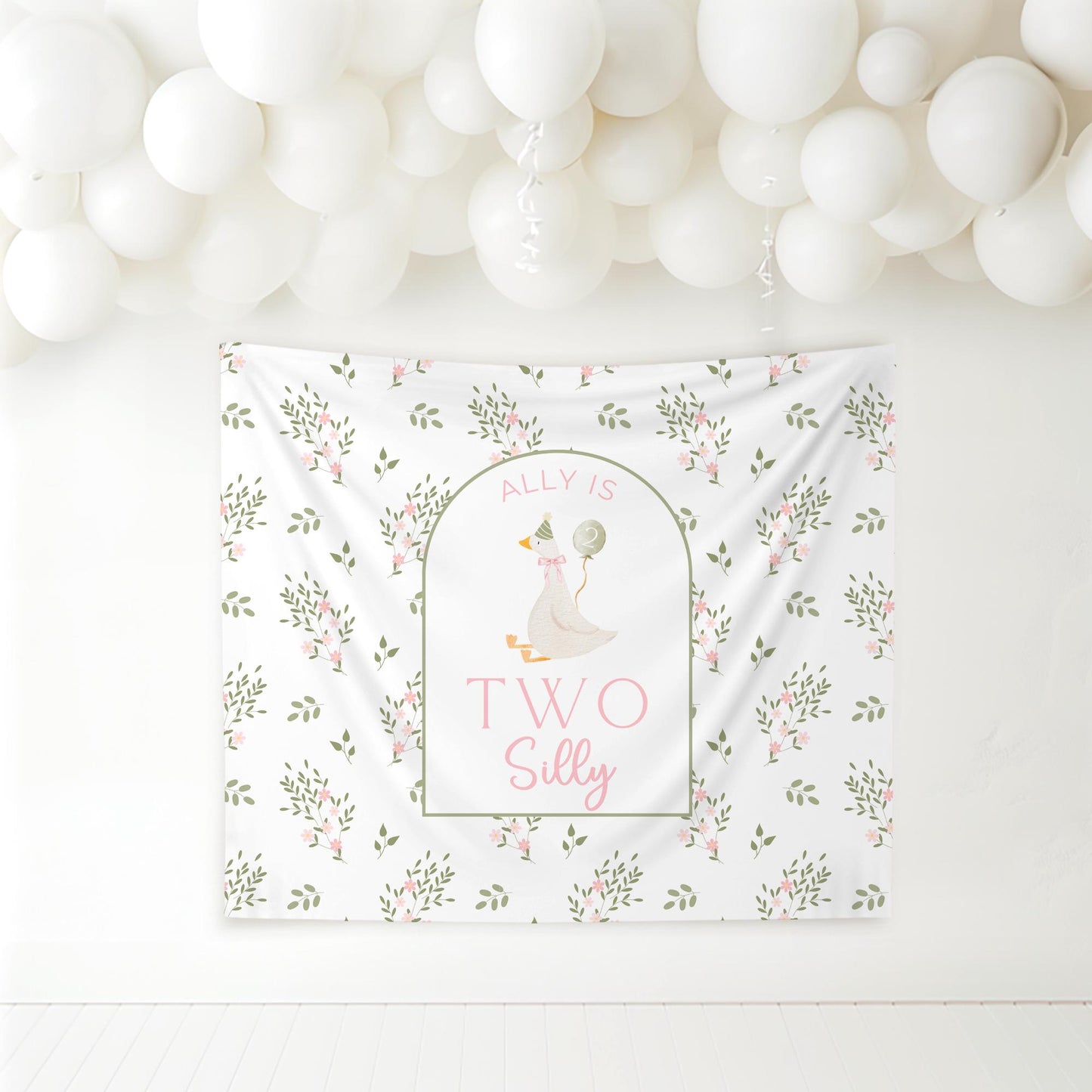 Two Silly Goose Birthday Personalized Banner 2nd Birthday Silly Goose Party Decor Photo Backdrop Goose Custom Banner Second Birthday Ideas