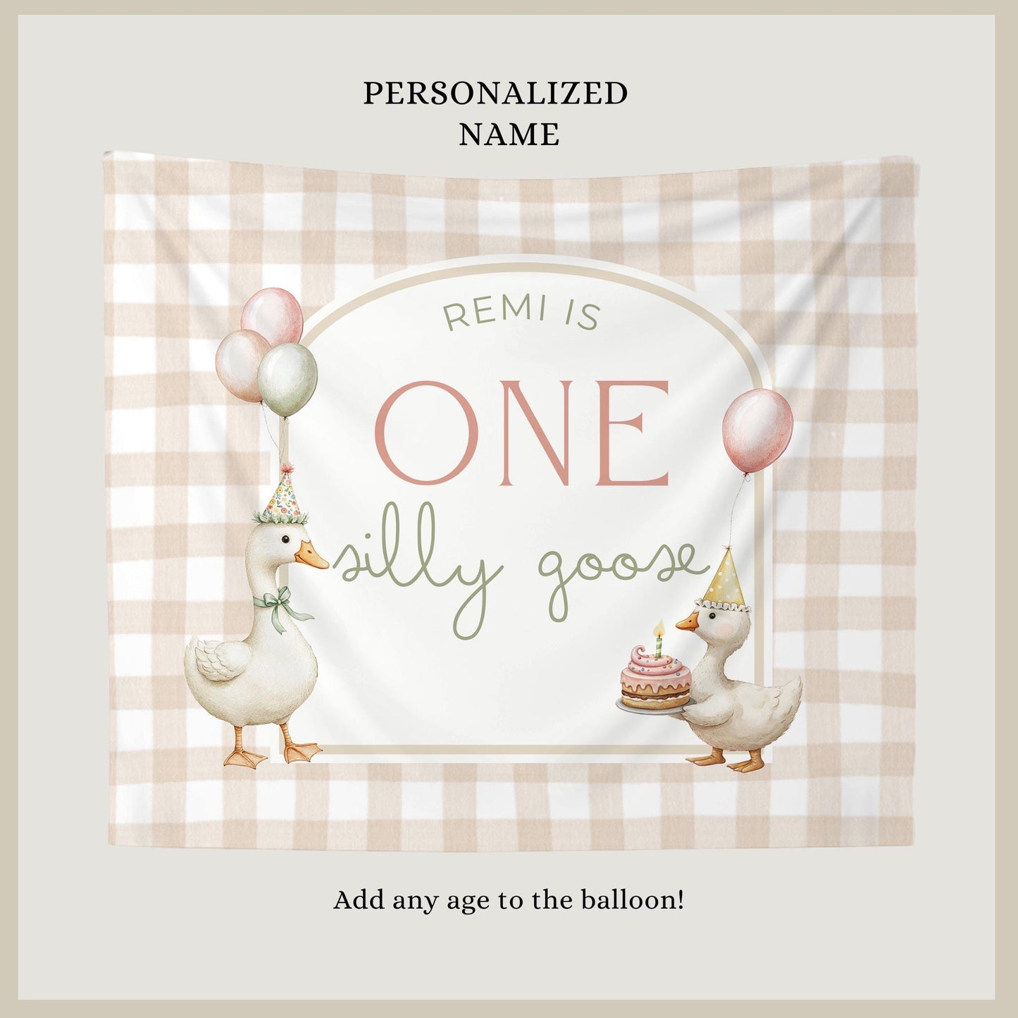 One Silly Goose Birthday Personalized Banner 1st Birthday Silly Goose Party Decor Photo Backdrop Goose Custom Banner First Birthday Ideas