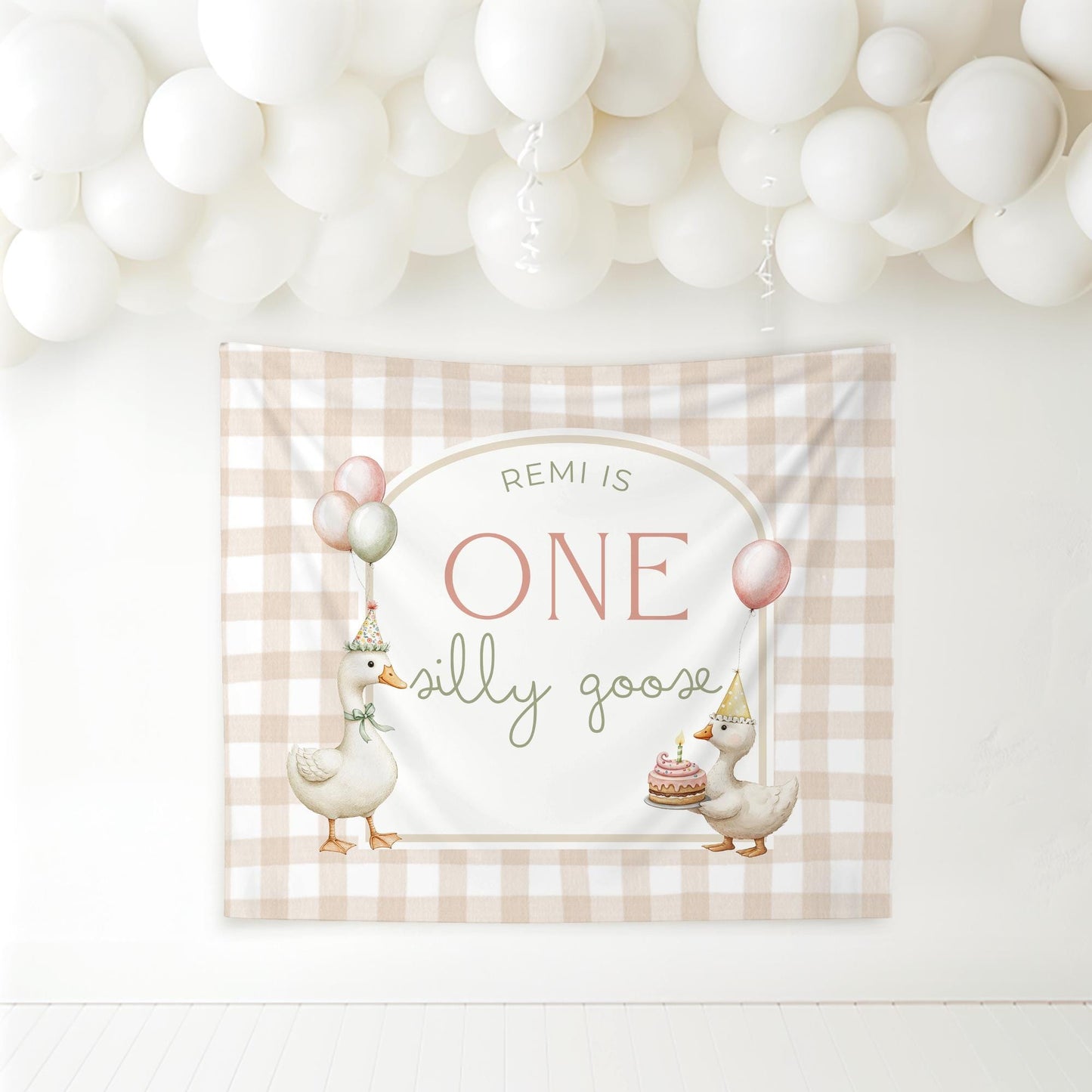 One Silly Goose Birthday Personalized Banner 1st Birthday Silly Goose Party Decor Photo Backdrop Goose Custom Banner First Birthday Ideas
