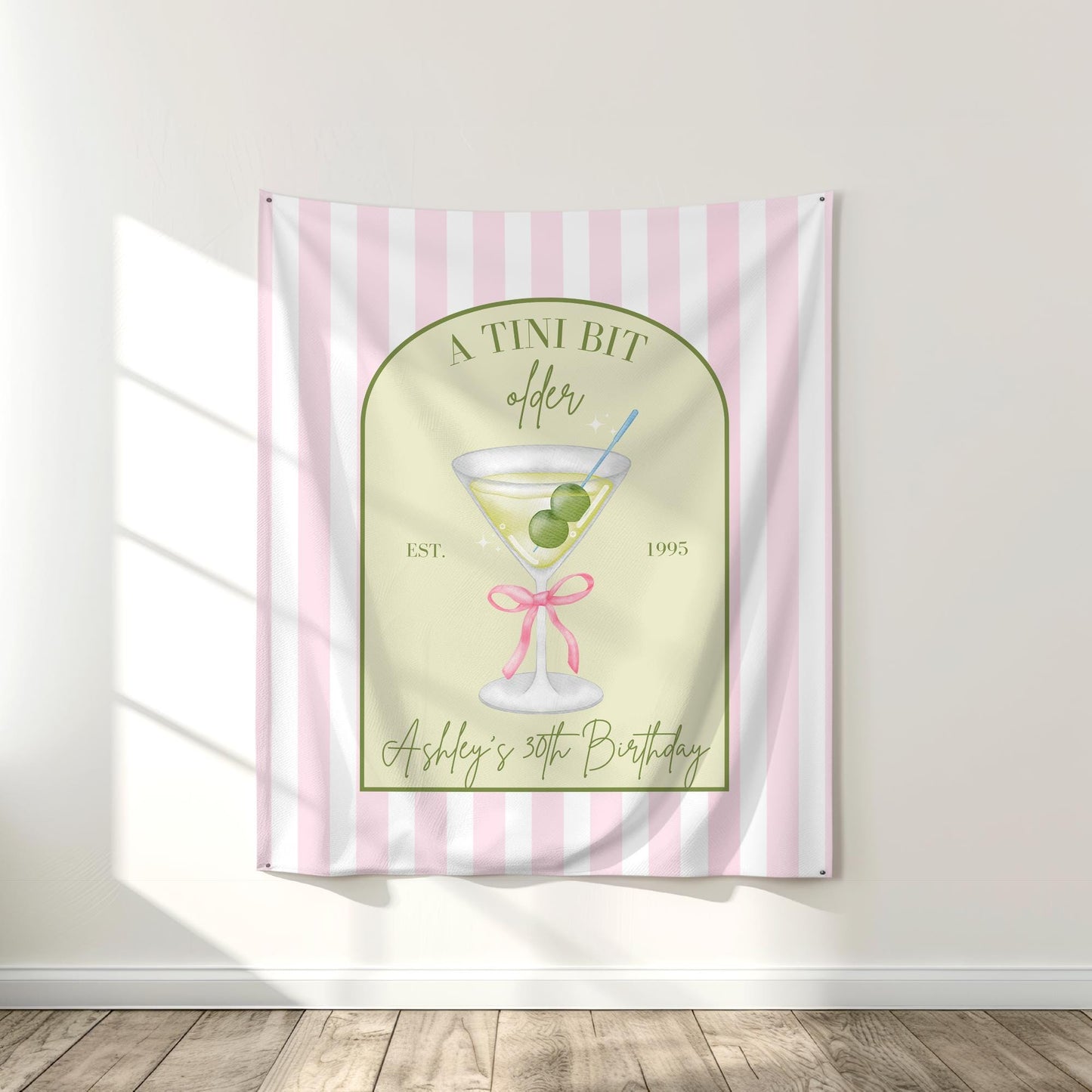 Tini Bit Older Birthday Banner Dirty Martini Party Backdrop Dirty 30 Decorations Dirty Thirty Personalized Party Decor Coquette Martini