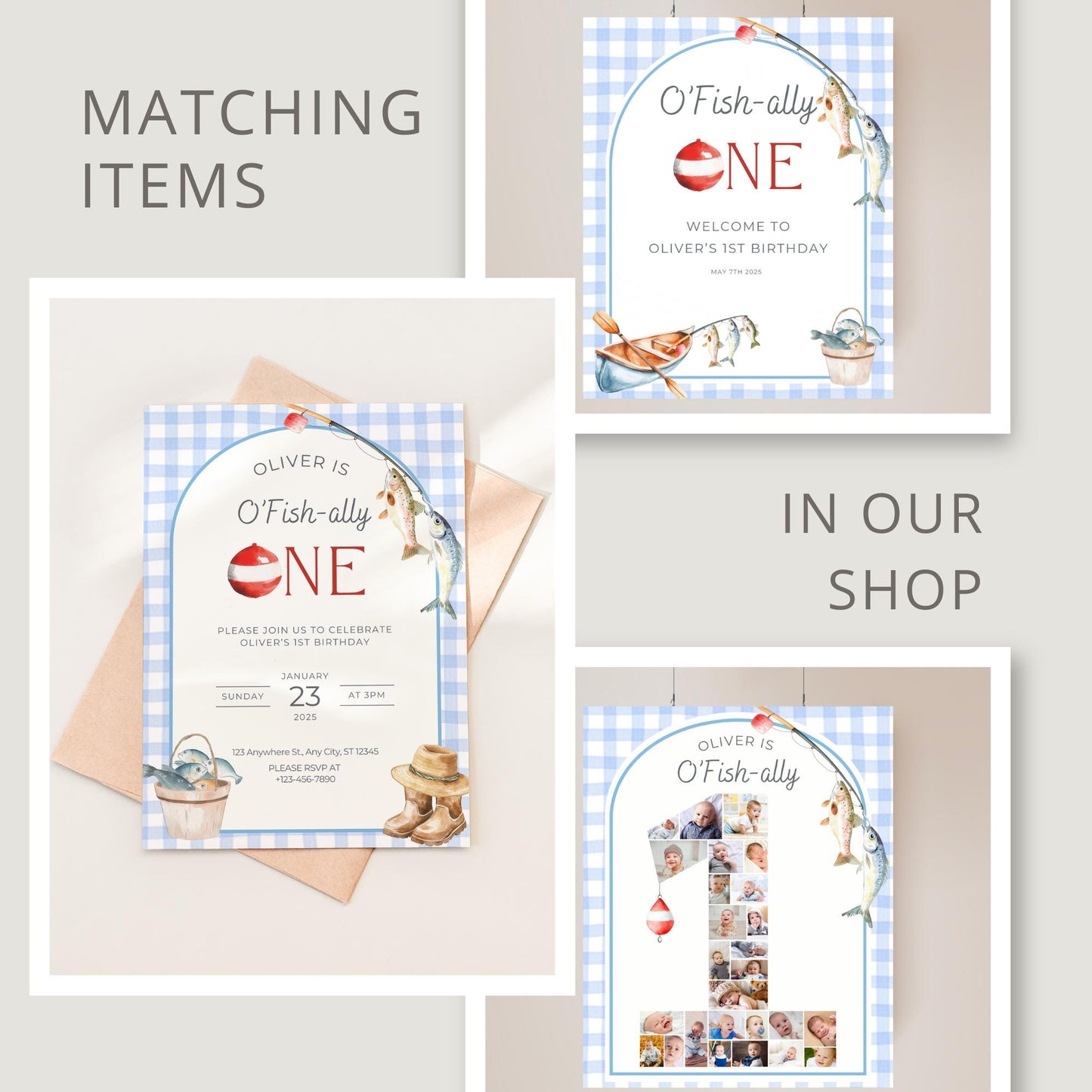 Ofishally One Birthday Personalized Banner 1st Birthday Fishing Party Decor Photo Backdrop The Big One Custom Banner First Birthday Ideas