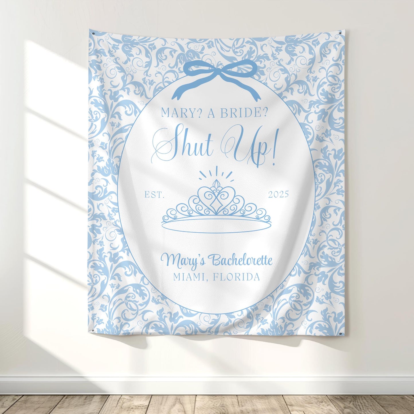 Me? A Bride? Shut Up! Banner Princess Themed Bachelorette Party Supplies Diaries Decor Princess Bridal shower Backdrop Bride Face decor Hen