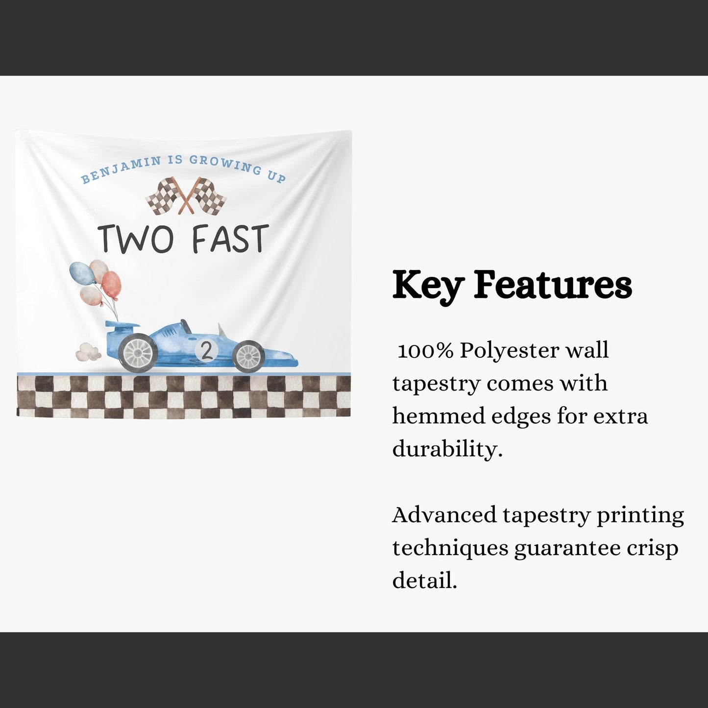 Two Fast Birthday Personalized Banner 2nd Birthday Racecar Party Decor Photo Backdrop Racing Custom Banner Two Fast Two Curious Wall Decor