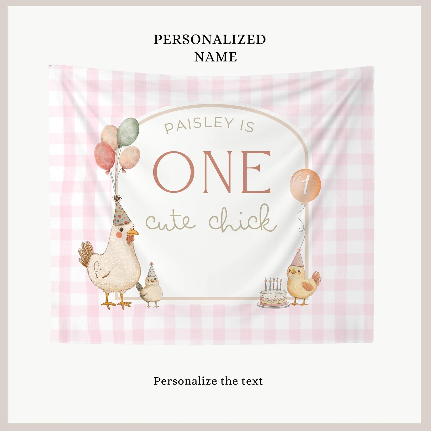 One Cute Chick Birthday Personalized Banner 1st Birthday This Chick is One Party Decor Photo Backdrop Chicken Custom Banner First Birthday