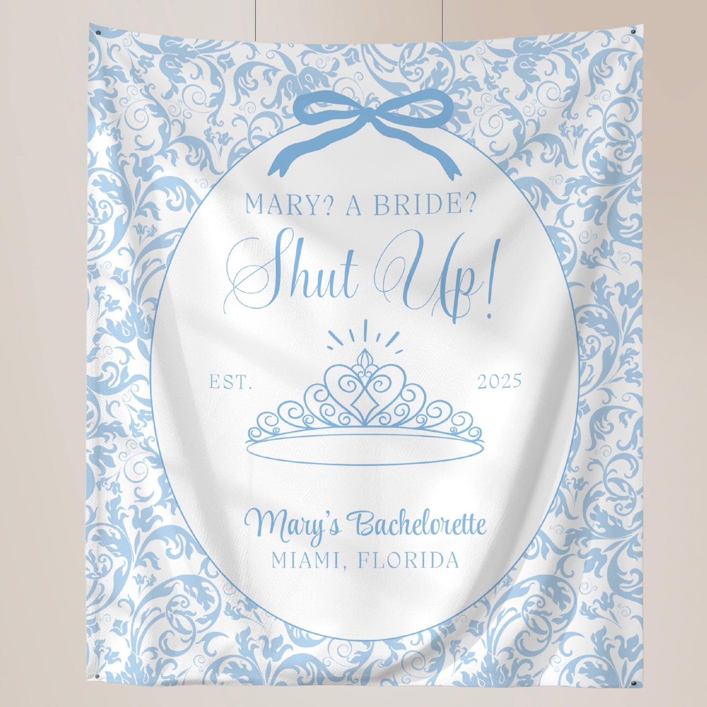 Me? A Bride? Shut Up! Banner Princess Themed Bachelorette Party Supplies Diaries Decor Princess Bridal shower Backdrop Bride Face decor Hen