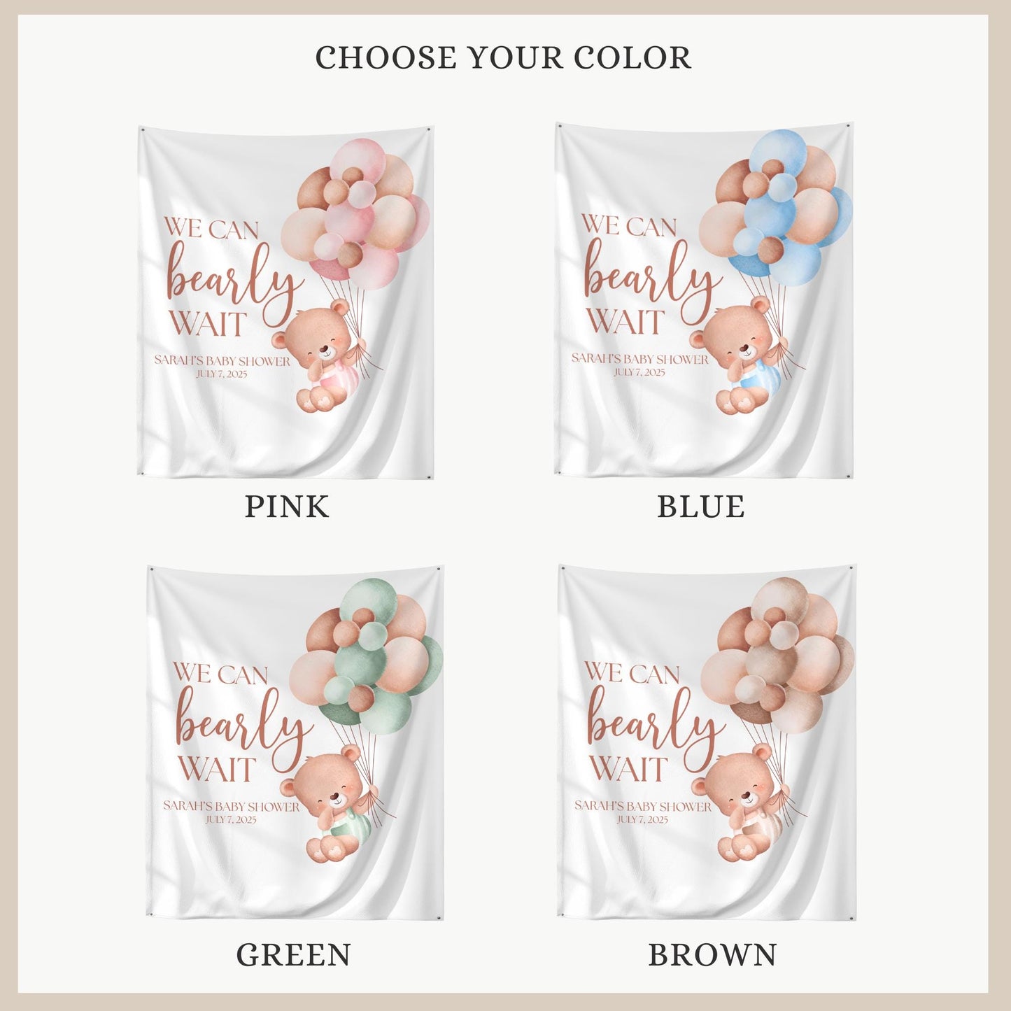 We Can Bearly Wait Baby Shower Banner Teddy Bear Baby Shower Welcome Sign Gender Neutral Baby Shower Backdrop Bear Balloon Baby shower Sign