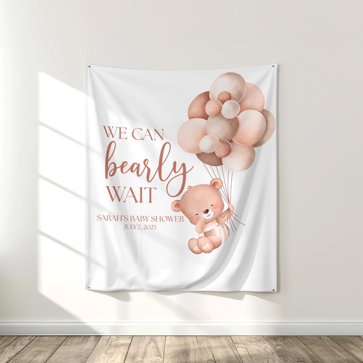 We Can Bearly Wait Baby Shower Banner Teddy Bear Baby Shower Welcome Sign Gender Neutral Baby Shower Backdrop Bear Balloon Baby shower Sign
