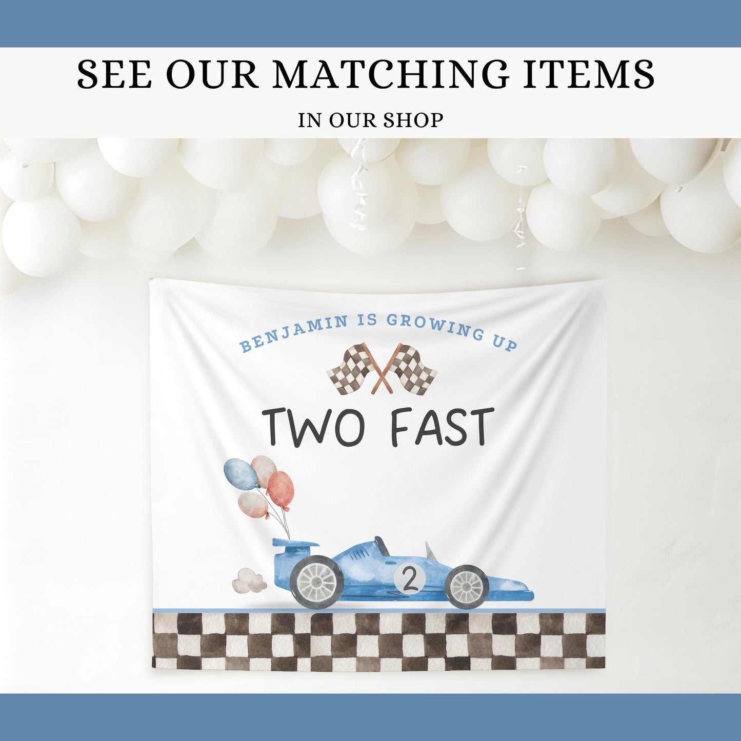 Two Fast Birthday Bundle Two Fast Two Curious Birthday Party Decor Race Car Birthday Vintage Racecar Theme Party Boy 2nd Birthday Decor