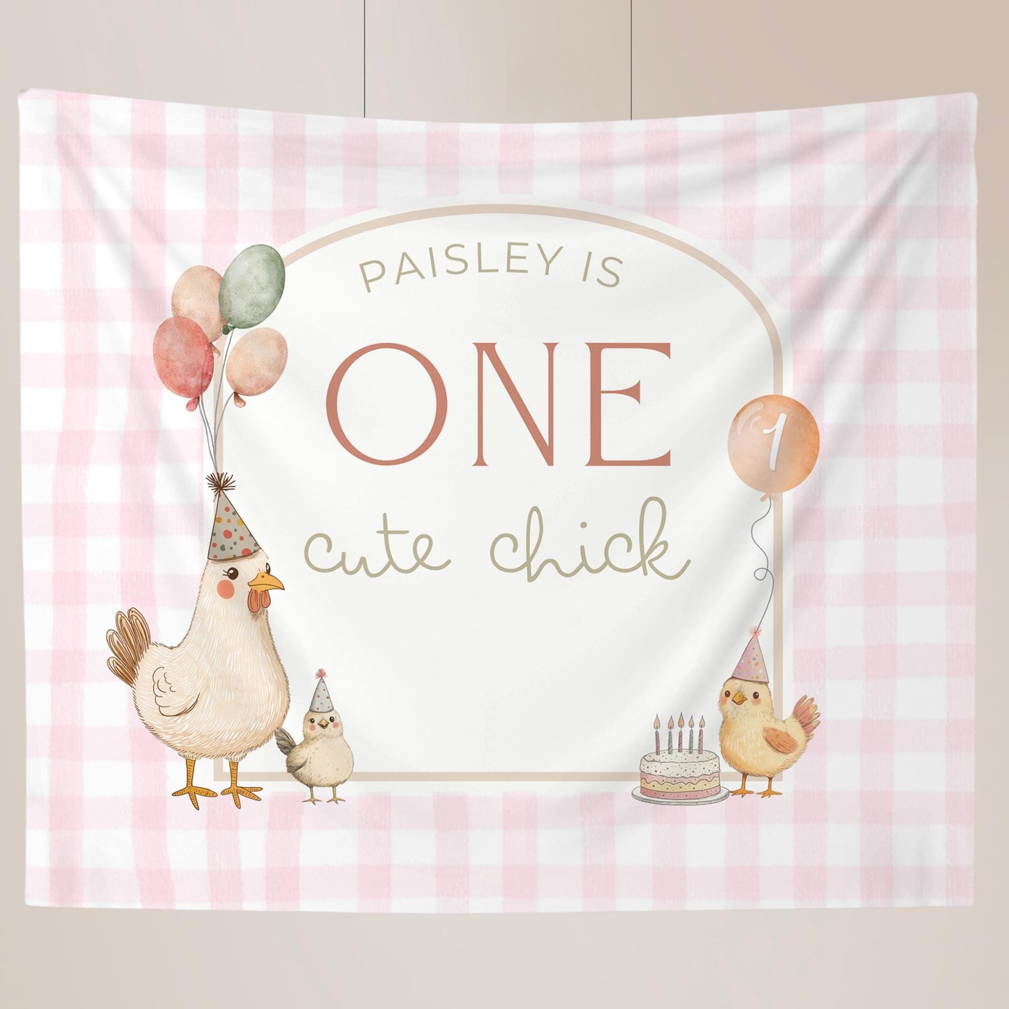 One Cute Chick Birthday Personalized Banner 1st Birthday This Chick is One Party Decor Photo Backdrop Chicken Custom Banner First Birthday