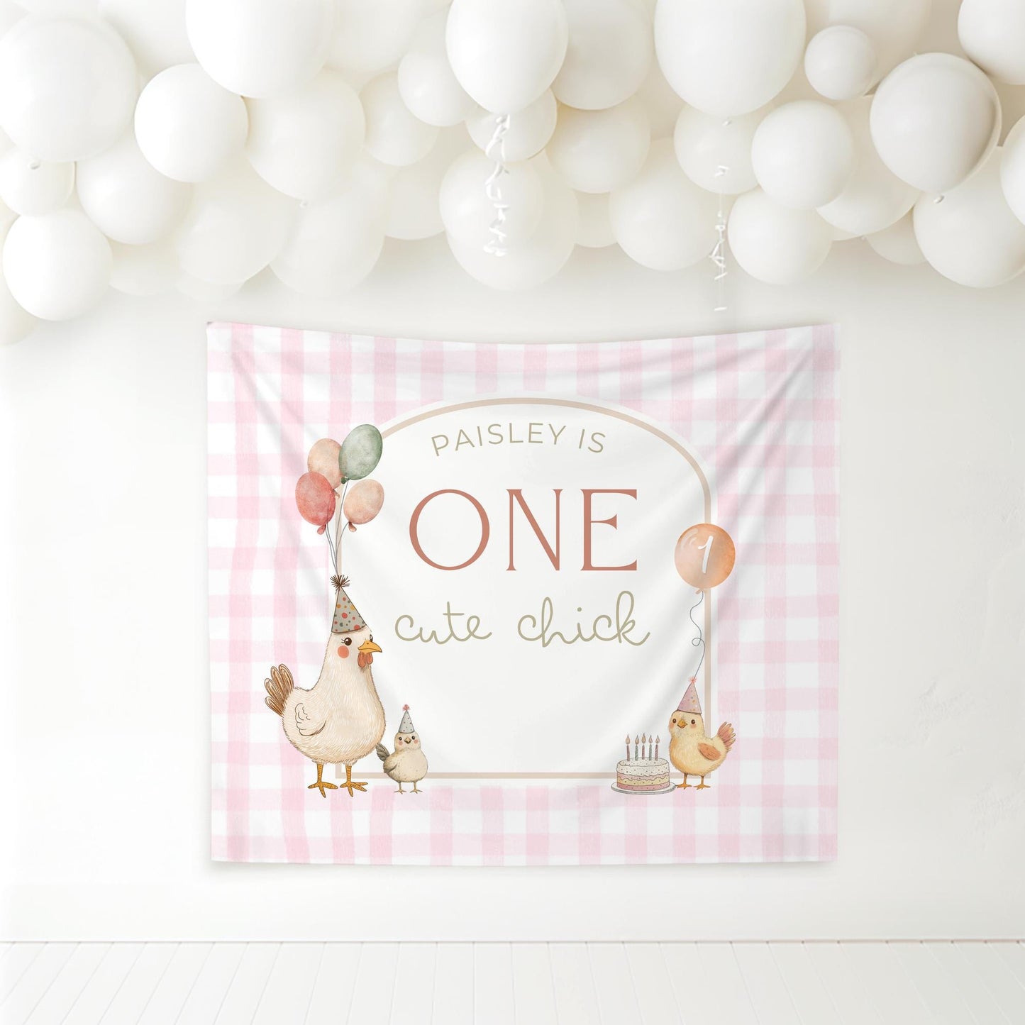 One Cute Chick Birthday Personalized Banner 1st Birthday This Chick is One Party Decor Photo Backdrop Chicken Custom Banner First Birthday