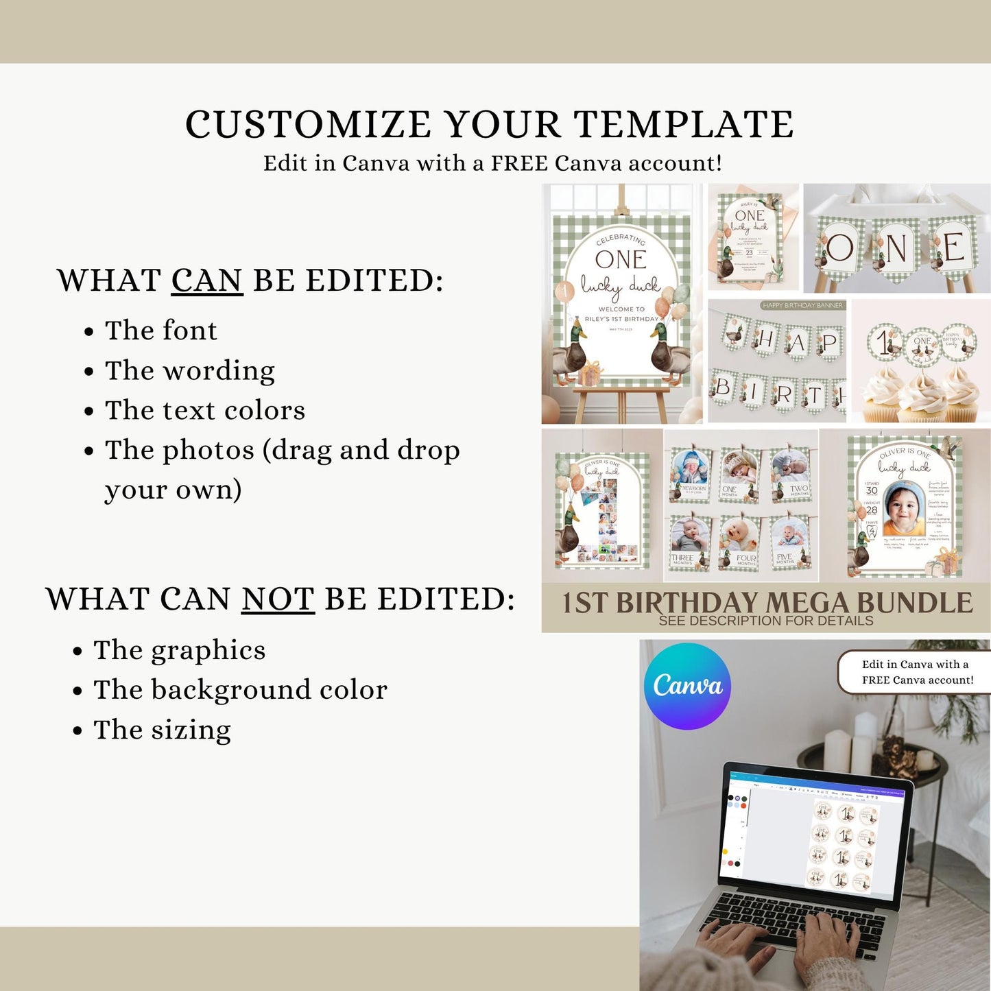 One Lucky Duck Birthday Invite Duck First Birthday Party Decor Mallard Duck 1st Birthday Bundle Duck Theme Party First Hunt Birthday Decor