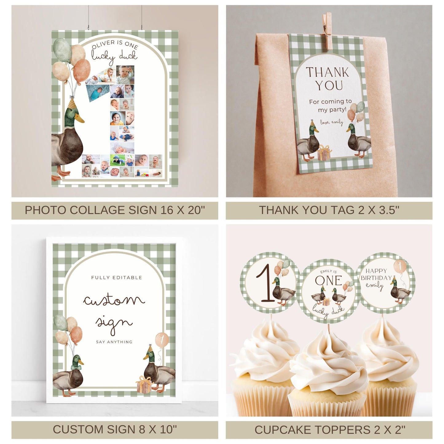 One Lucky Duck Birthday Invite Duck First Birthday Party Decor Mallard Duck 1st Birthday Bundle Duck Theme Party First Hunt Birthday Decor