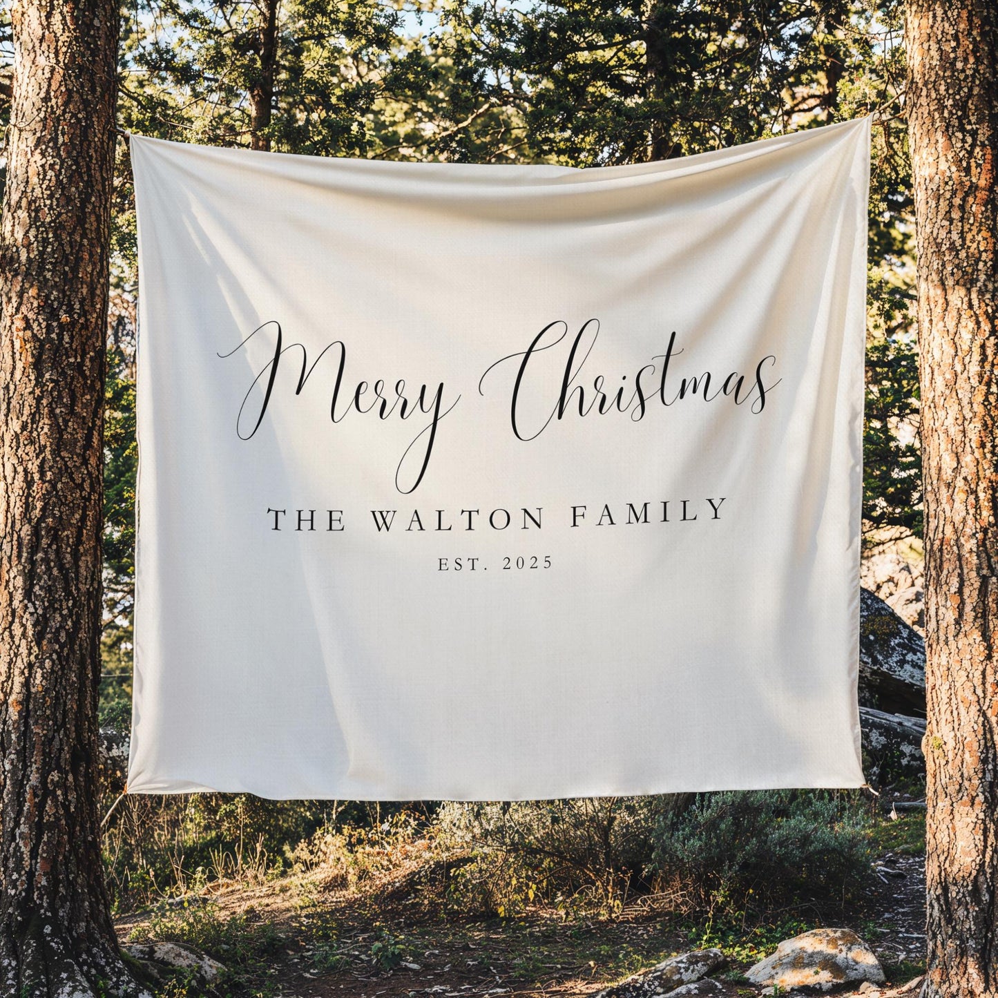 Personalized Family Christmas Sign Last Name Sign Family First Christmas Wall Hanging Merry Christmas Sign Custom Holiday Banner