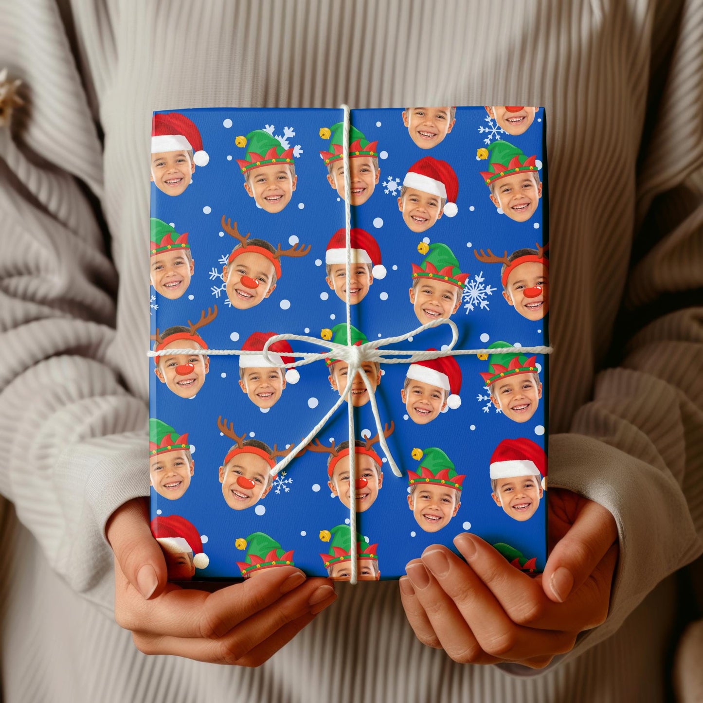 Personalized Christmas Wrapping paper Face Gift Wrap Santa Wrapping Paper Photo Christmas Gift Wrapping Xmas Paper Custom Holiday Gift Tag