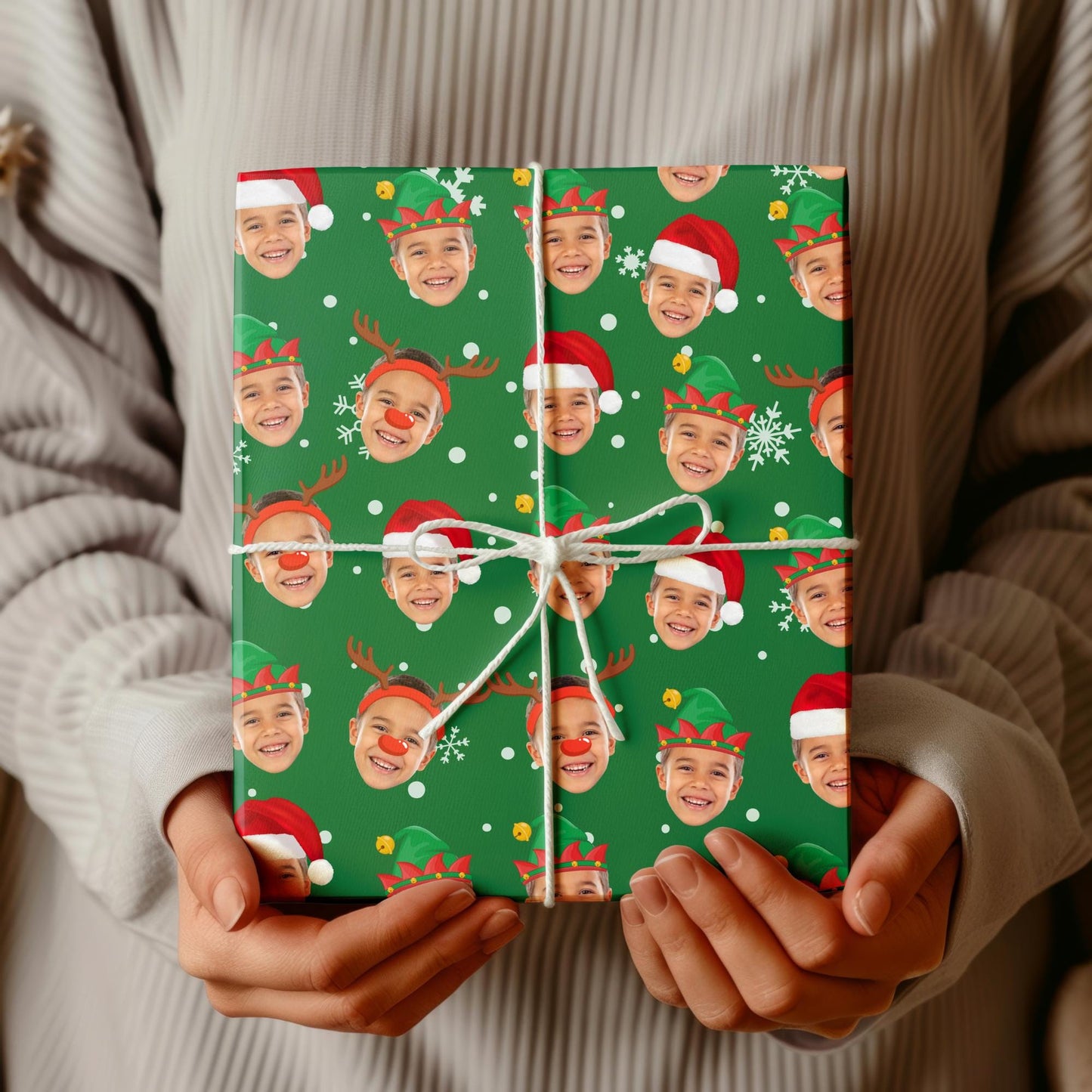 Personalized Christmas Wrapping paper Face Gift Wrap Santa Wrapping Paper Photo Christmas Gift Wrapping Xmas Paper Custom Holiday Gift Tag