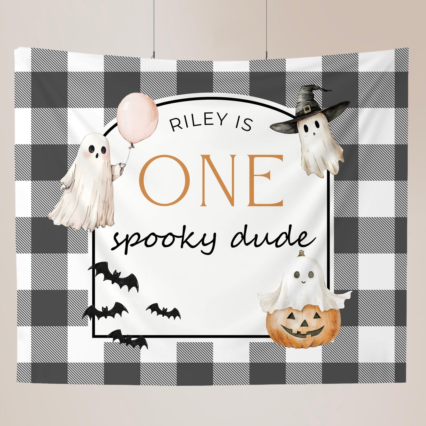 One Spooky Dude Birthday Personalized Banner 1st Birthday First Boo day Party Decor Photo Backdrop Ghost Banner Halloween First Birthday