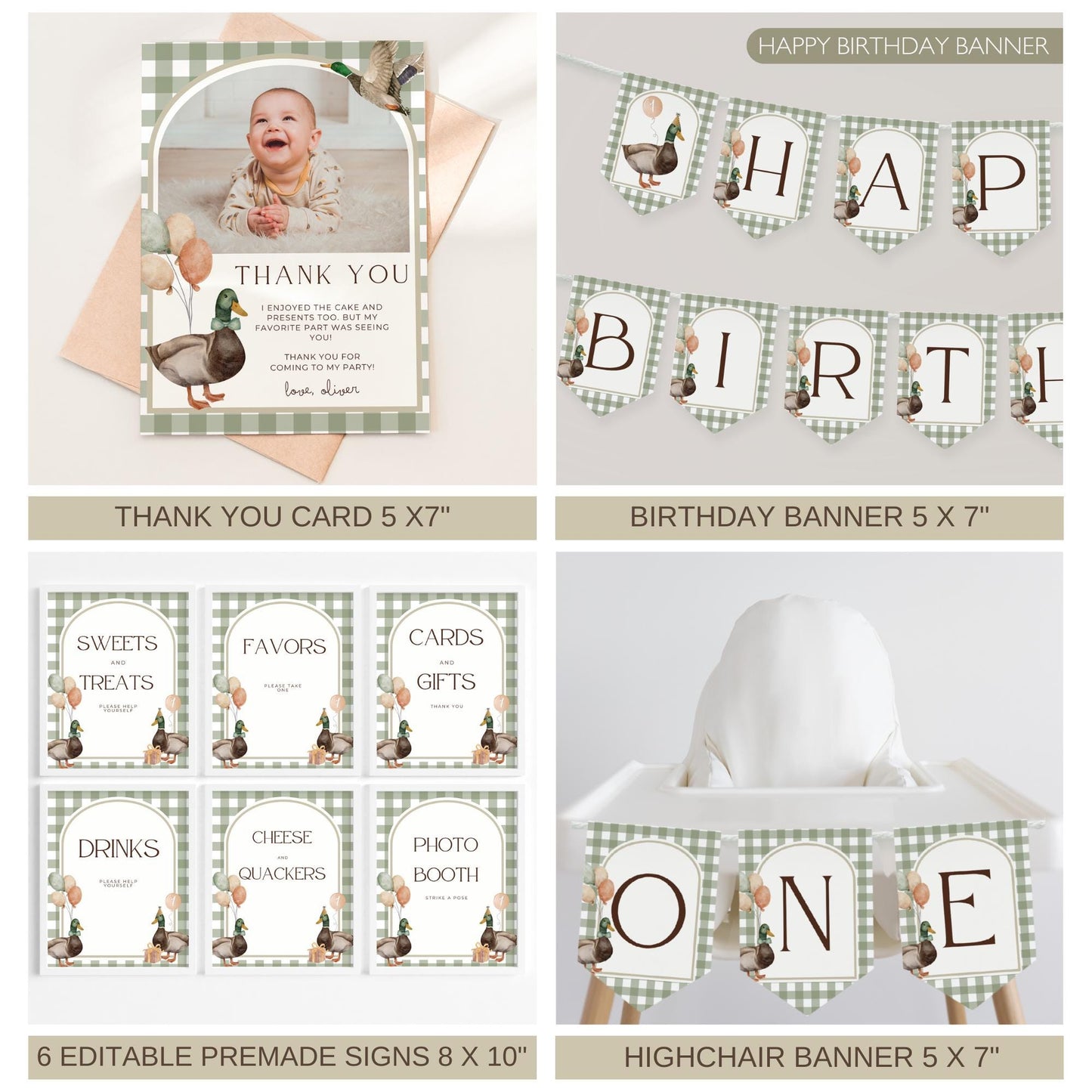 One Lucky Duck Birthday Invite Duck First Birthday Party Decor Mallard Duck 1st Birthday Bundle Duck Theme Party First Hunt Birthday Decor