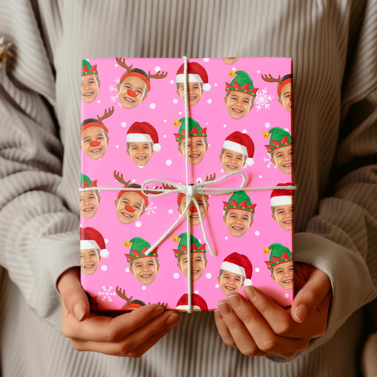 Personalized Christmas Wrapping paper Face Gift Wrap Santa Wrapping Paper Photo Christmas Gift Wrapping Xmas Paper Custom Holiday Gift Tag