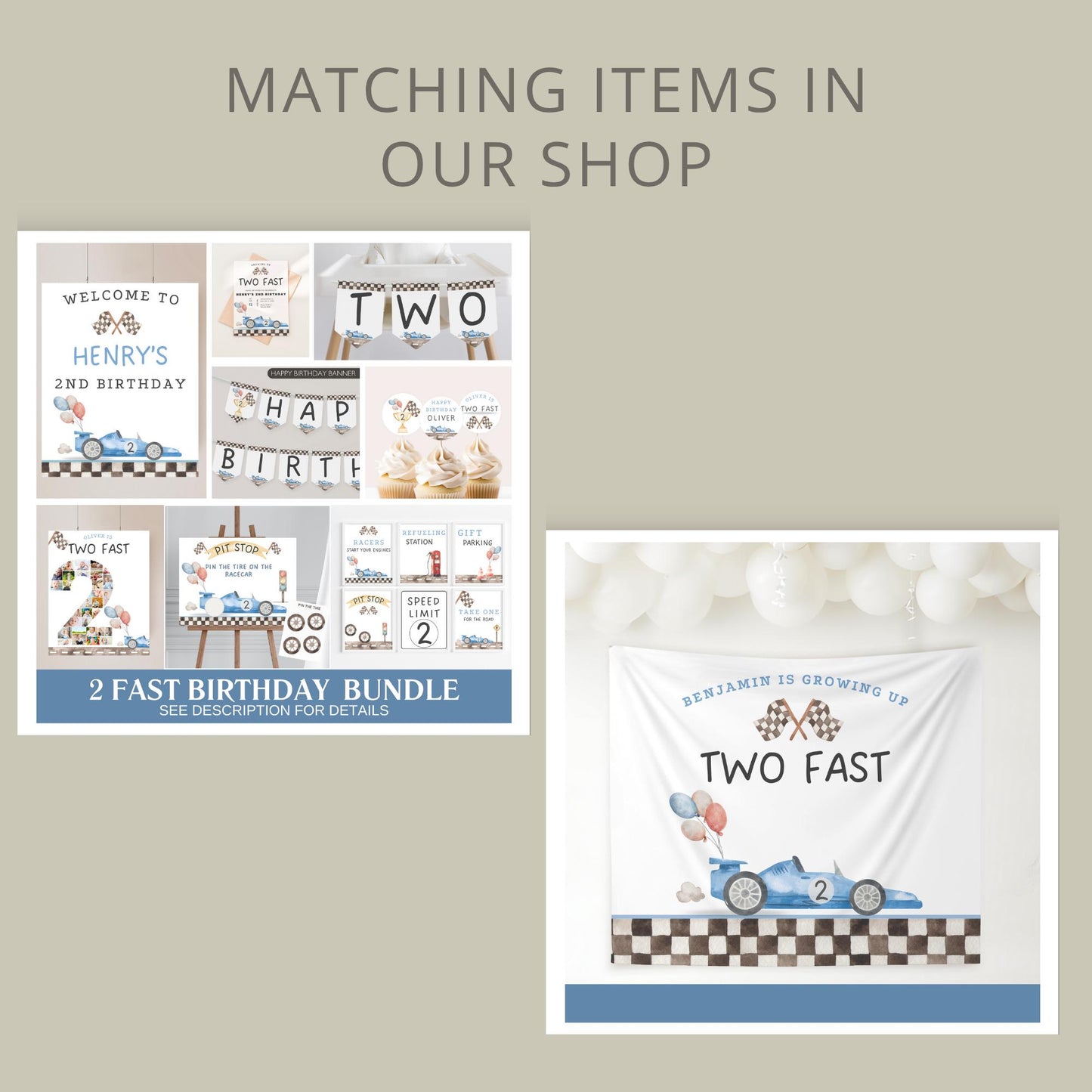 Two Fast Birthday Sign Photo Collage Editable Race Car Party Two Fast Two Curious 2nd Birthday Photo Banner Milestone photo sign