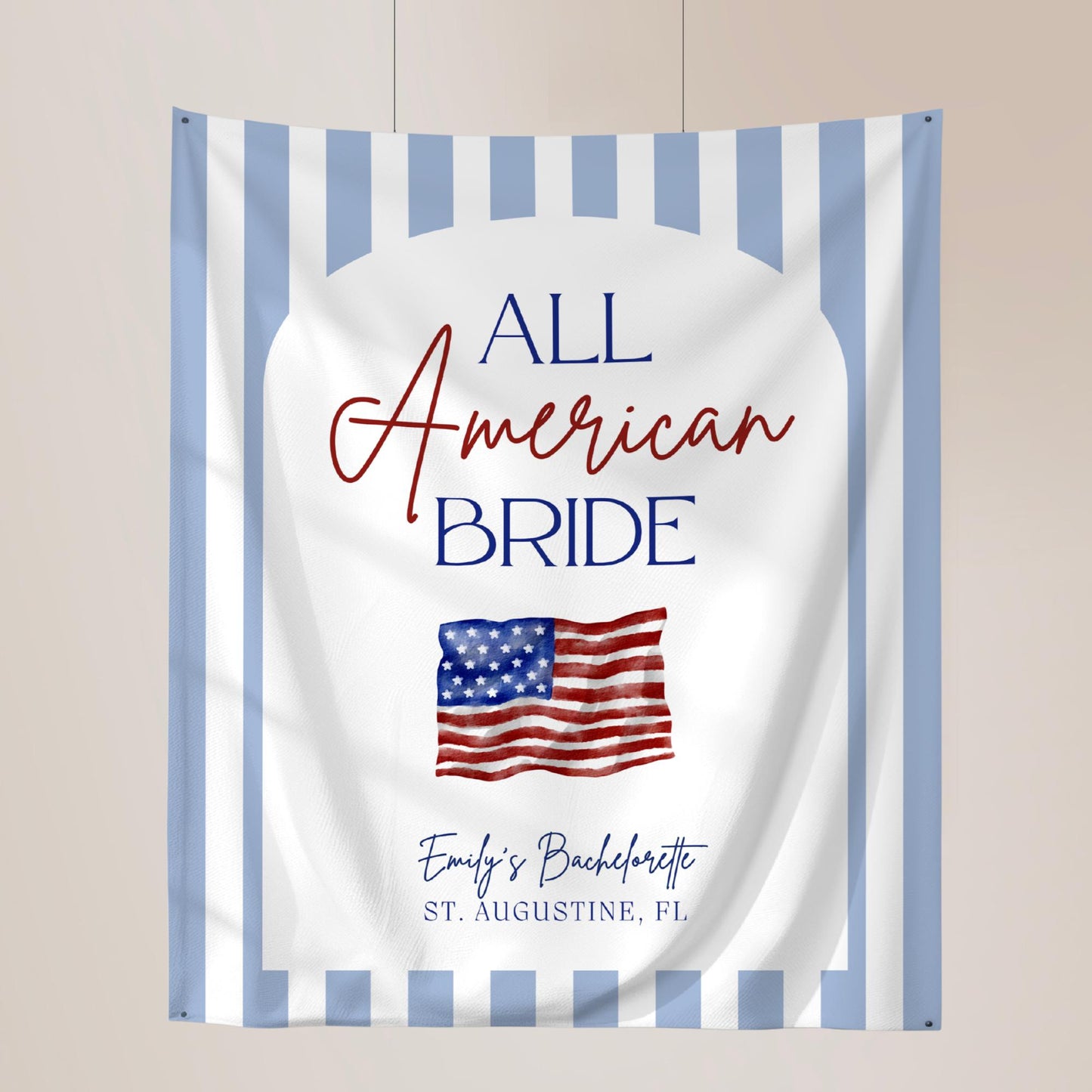 All American Bride Bachelorette Banner Red White and Blue Party Decor Patriotic Themed Sign 4th of July Bach Weekend Backdrop USA Bach Party