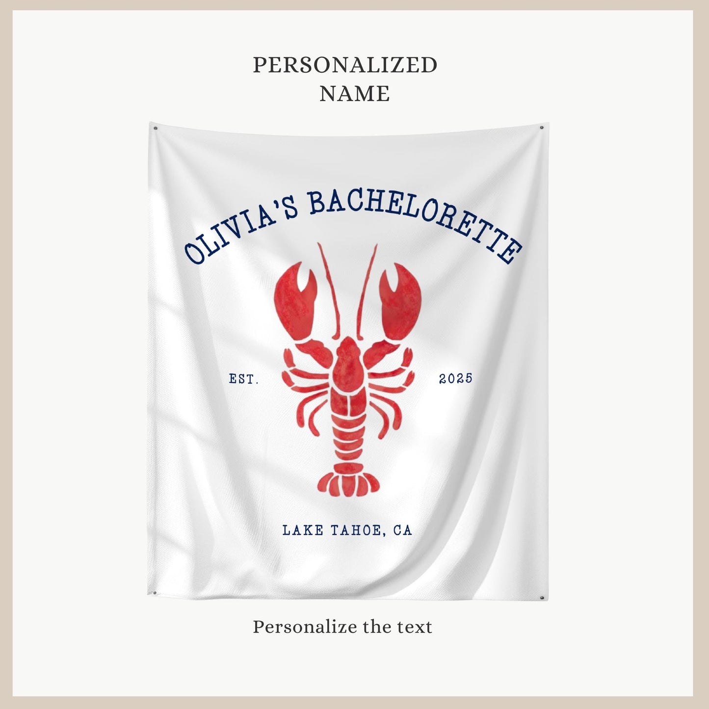 Lobster Theme Bachelorette Banner Custom Coastal Theme Bachelorette Decor East Coast Bridal Shower Photo Backdrop Cape Cod Bachelorette Sig