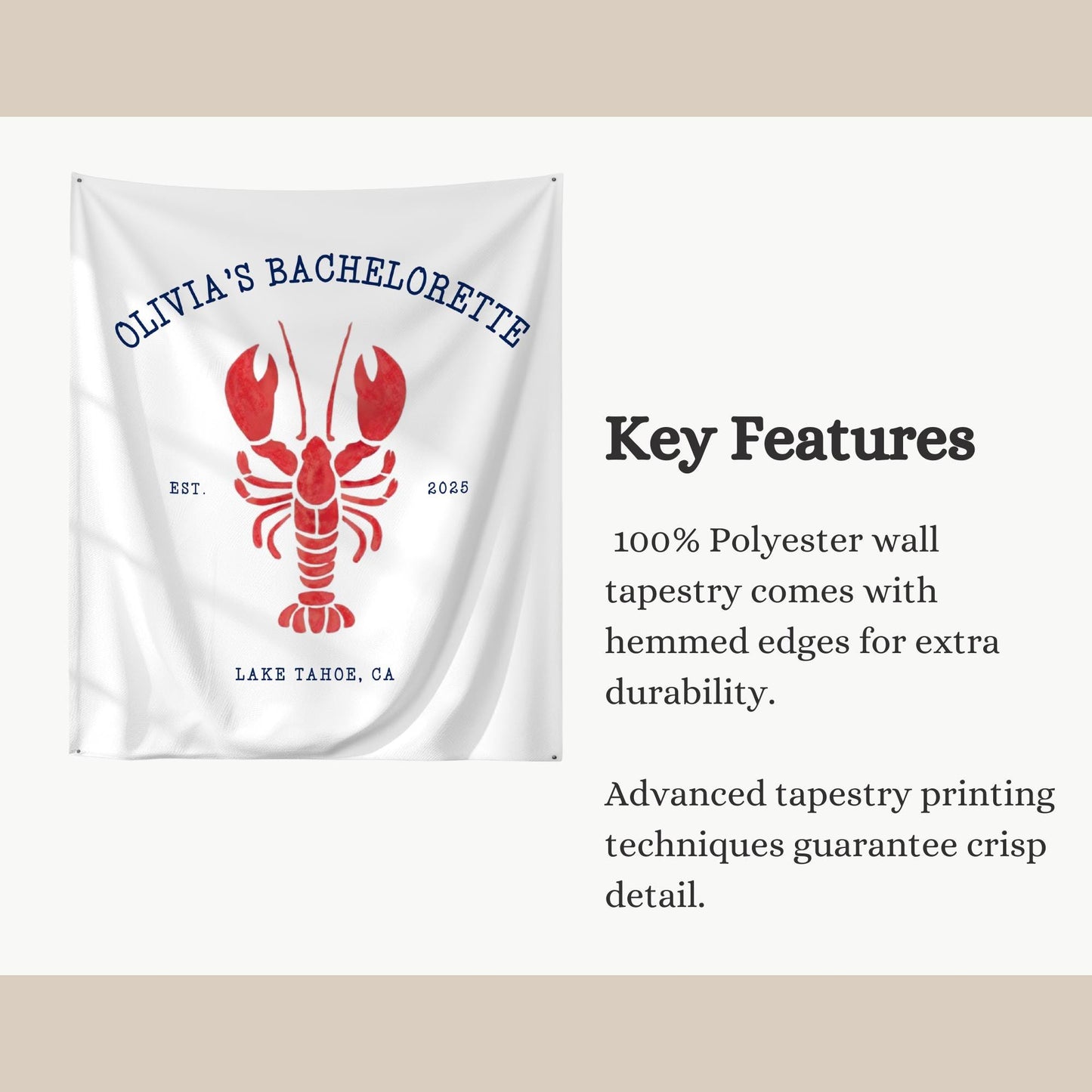 Lobster Theme Bachelorette Banner Custom Coastal Theme Bachelorette Decor East Coast Bridal Shower Photo Backdrop Cape Cod Bachelorette Sig
