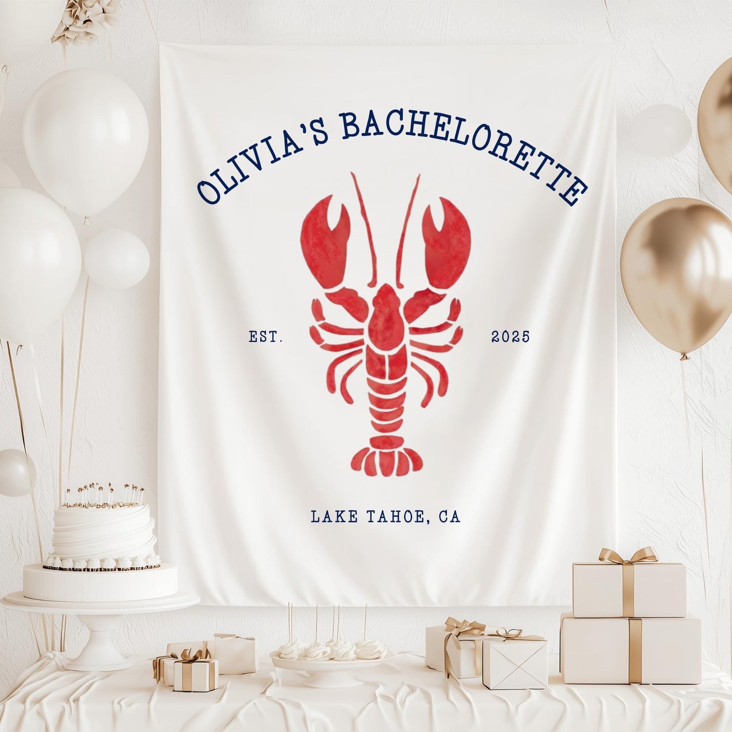 Lobster Theme Bachelorette Banner Custom Coastal Theme Bachelorette Decor East Coast Bridal Shower Photo Backdrop Cape Cod Bachelorette Sig
