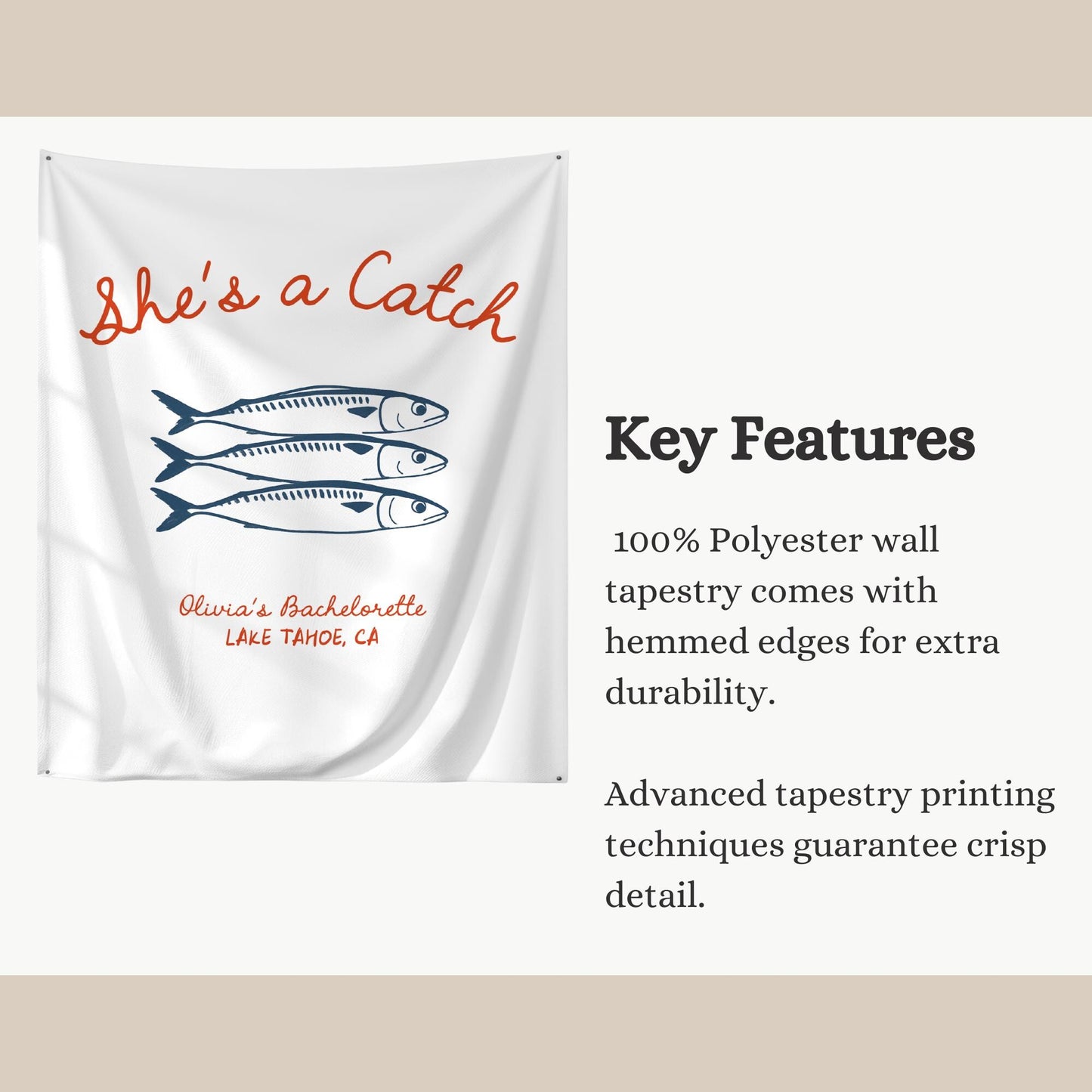 She's a Catch Bachelorette Banner Custom Fishing Theme Bachelorette Decor East Coast Bridal Shower Photo Backdrop Coastal Bachelorette Sign