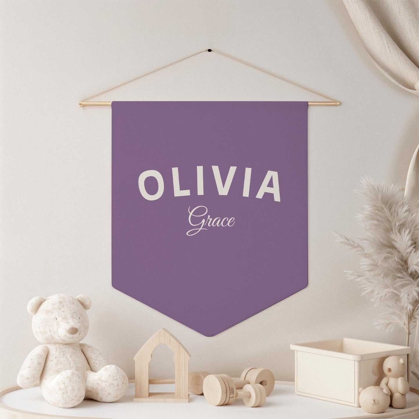 Custom Name Pennant Custom Pennant Personalized Name Wall Banner Kids Nursery Decor Baby Room Decor Baby Girl Pennant Custom Name Flag