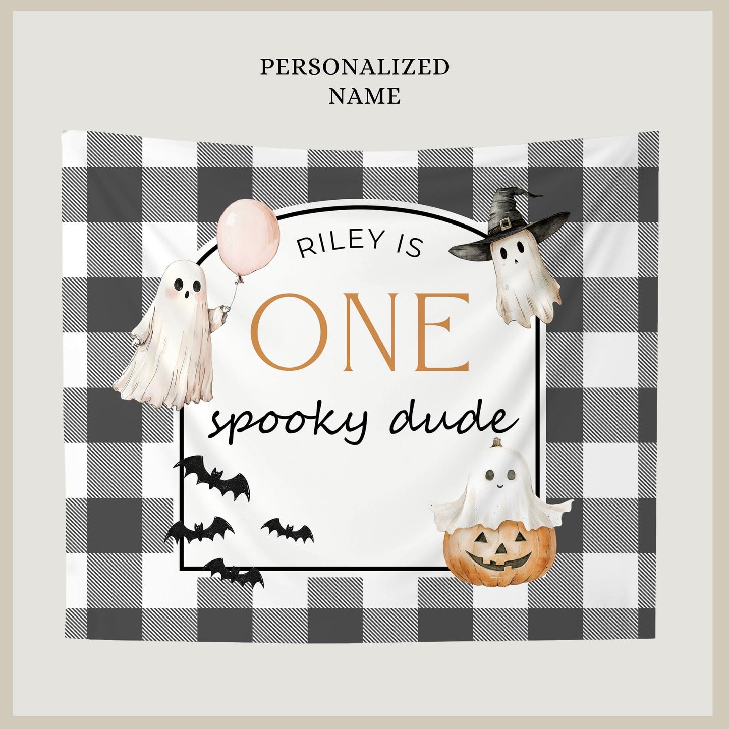 One Spooky Dude Birthday Personalized Banner 1st Birthday First Boo day Party Decor Photo Backdrop Ghost Banner Halloween First Birthday