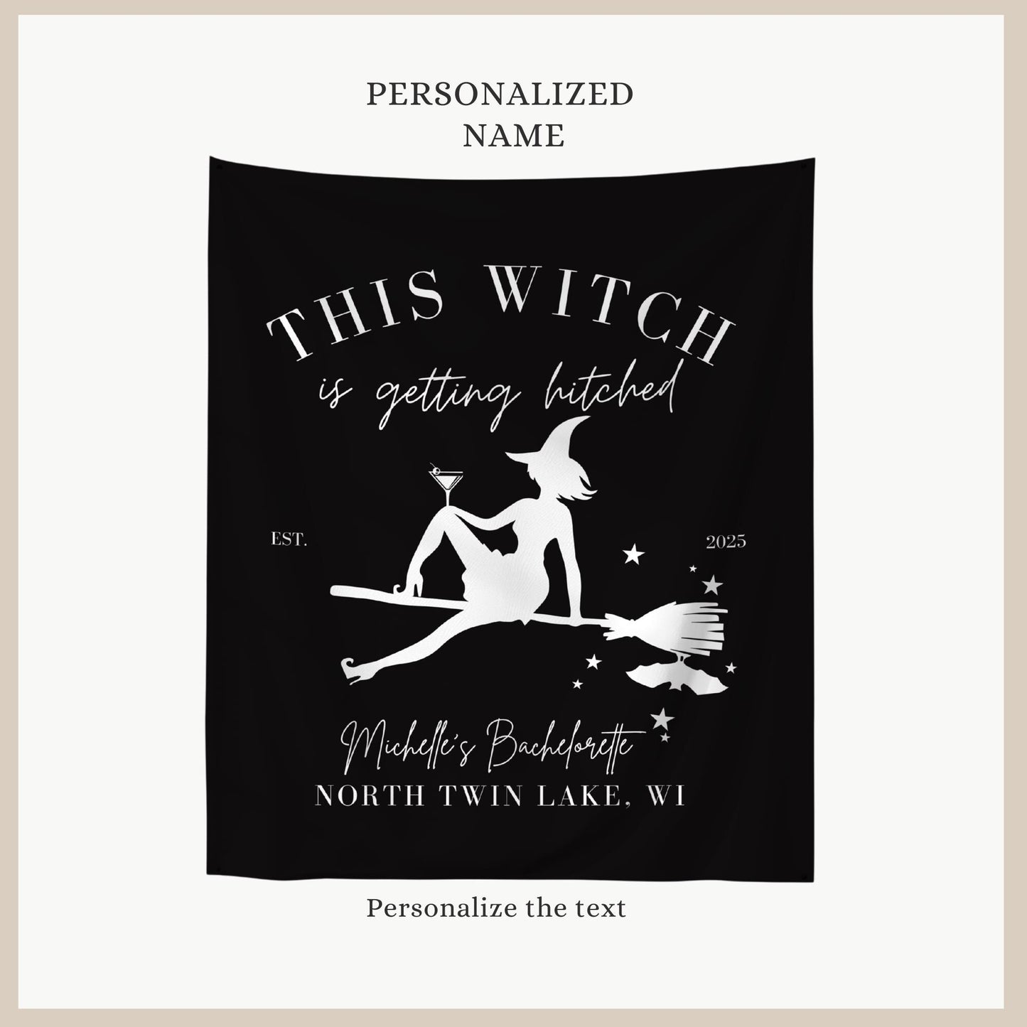 This Witch is Getting Hitched Bachelorette Banner, Unique Halloween Decorations for Bridal Showers