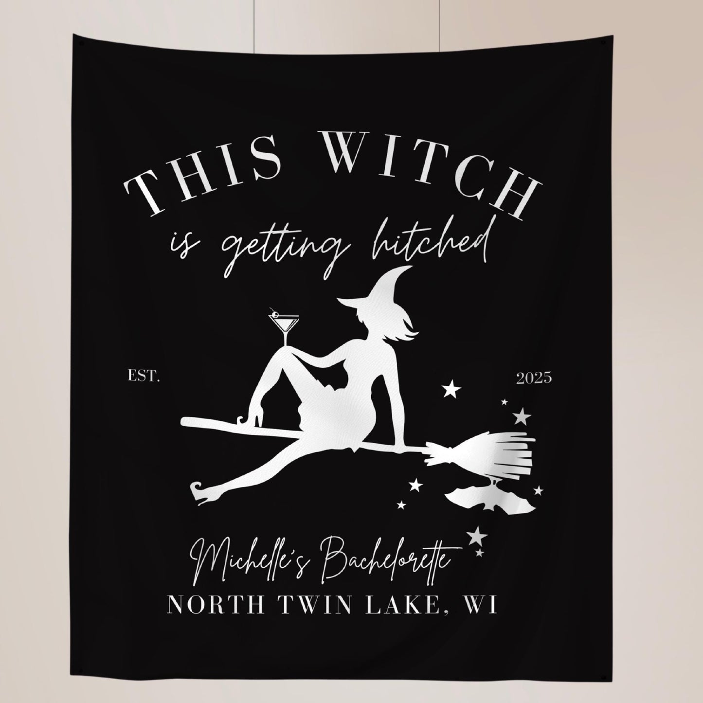 This Witch is Getting Hitched Bachelorette Banner, Spooky Party Decor, Halloween Bridal Shower Ideas
