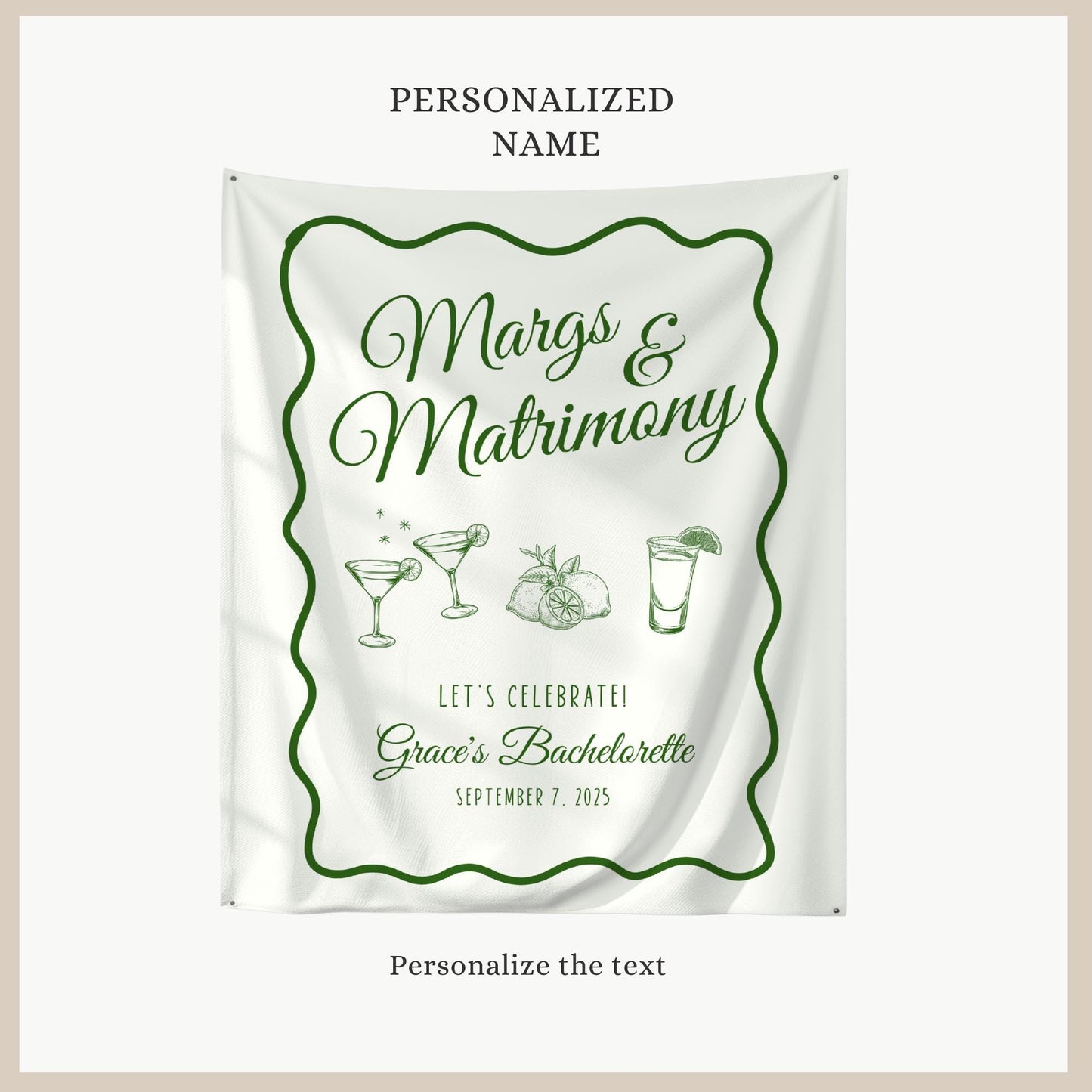Margs and Matrimony Bachelorette Welcome Final Fiesta Bridal Shower Sign Whimsical Margarita Theme Bachelorette Tapestry Engagement Decor