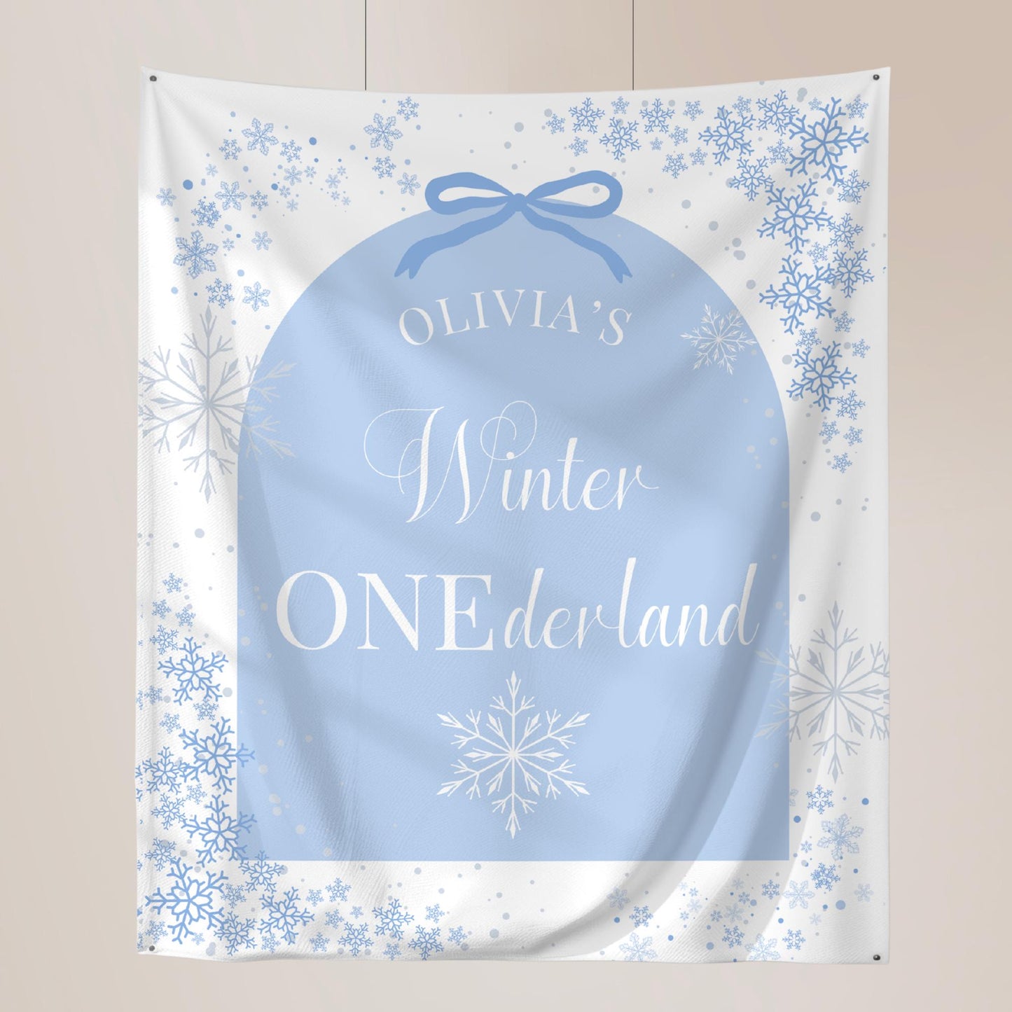 Winter Onederland Birthday Banner Winter Wonderland 1st Birthday Decor Snowflake First Birthday Welcome Sign, Christmas Birthday Tapestry